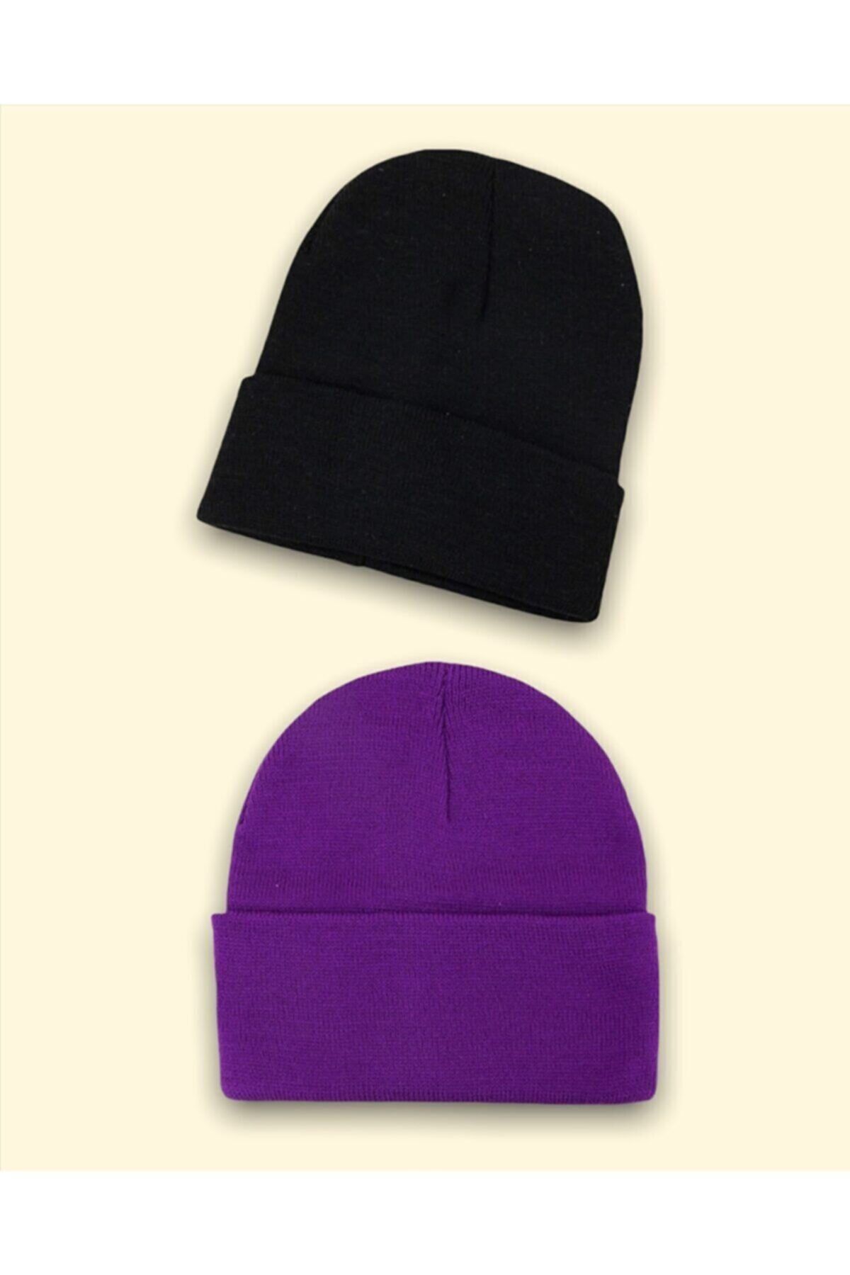 GKZstore Unisex Basic Bere Seti Siyah & Mor Ikilibereset