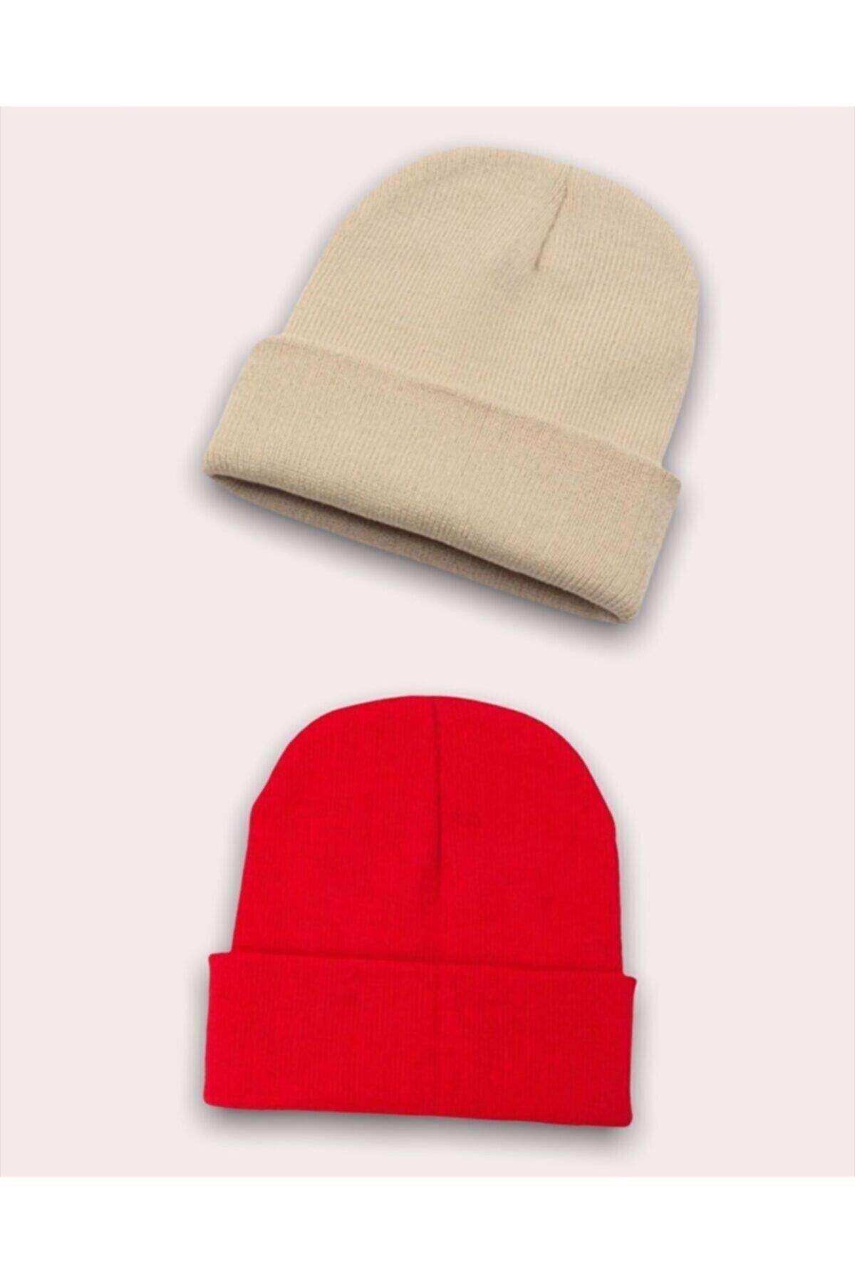 GKZstore Unisex Basic Bere Seti Kırmızı & Taş Rengi Ikilibereset