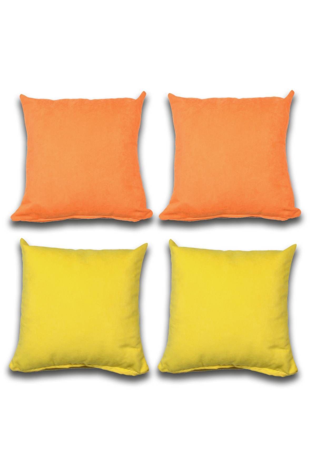 Royaleks 4 Adet Süet Kırlent Minder Kılıfı 40x40cm Portakal Sarı