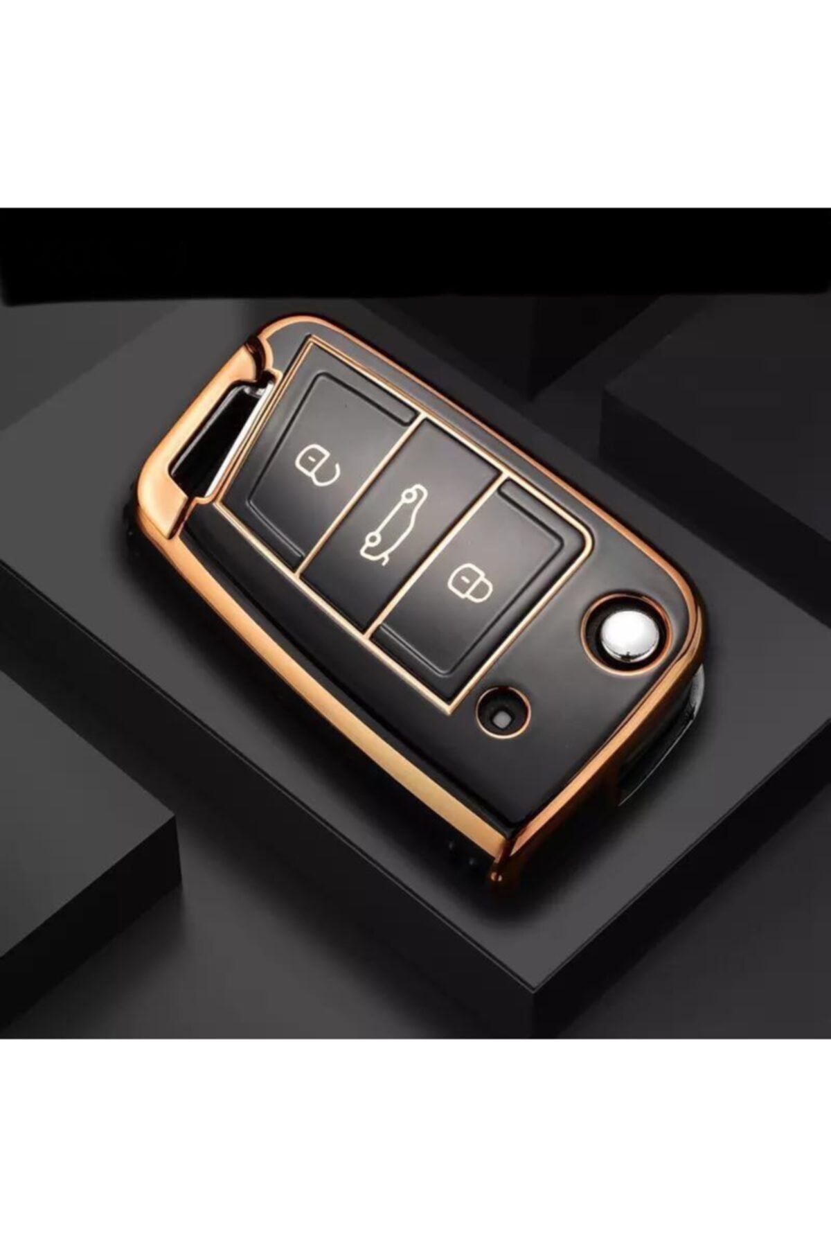 AYZ GARAGE Volkswagen-seat-skoda Sustalı (yeni Kasa) Tpu Malzeme Siyah Anahtar Kılıfı