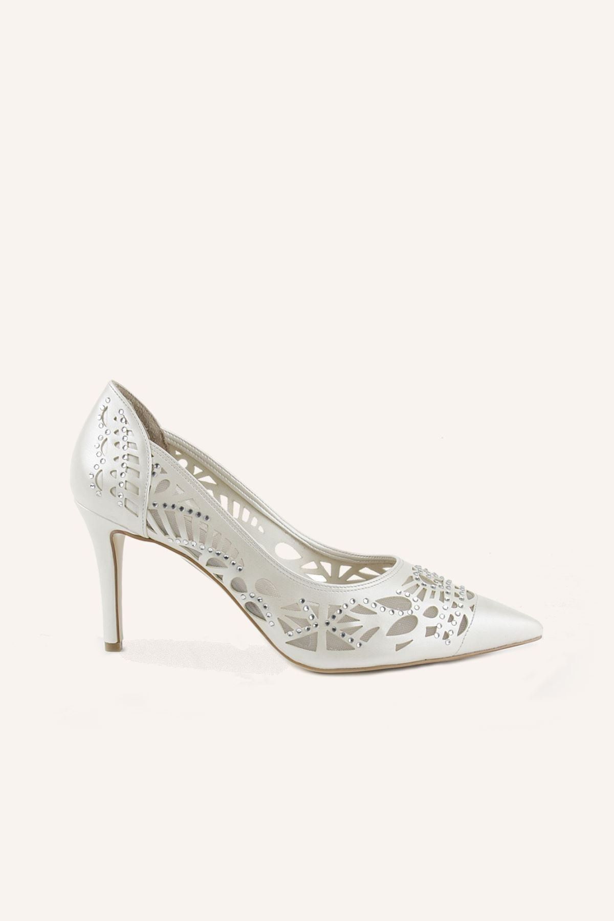 MARCATELLI Beyaz Sedef Stiletto Gelin Ayakkabısı