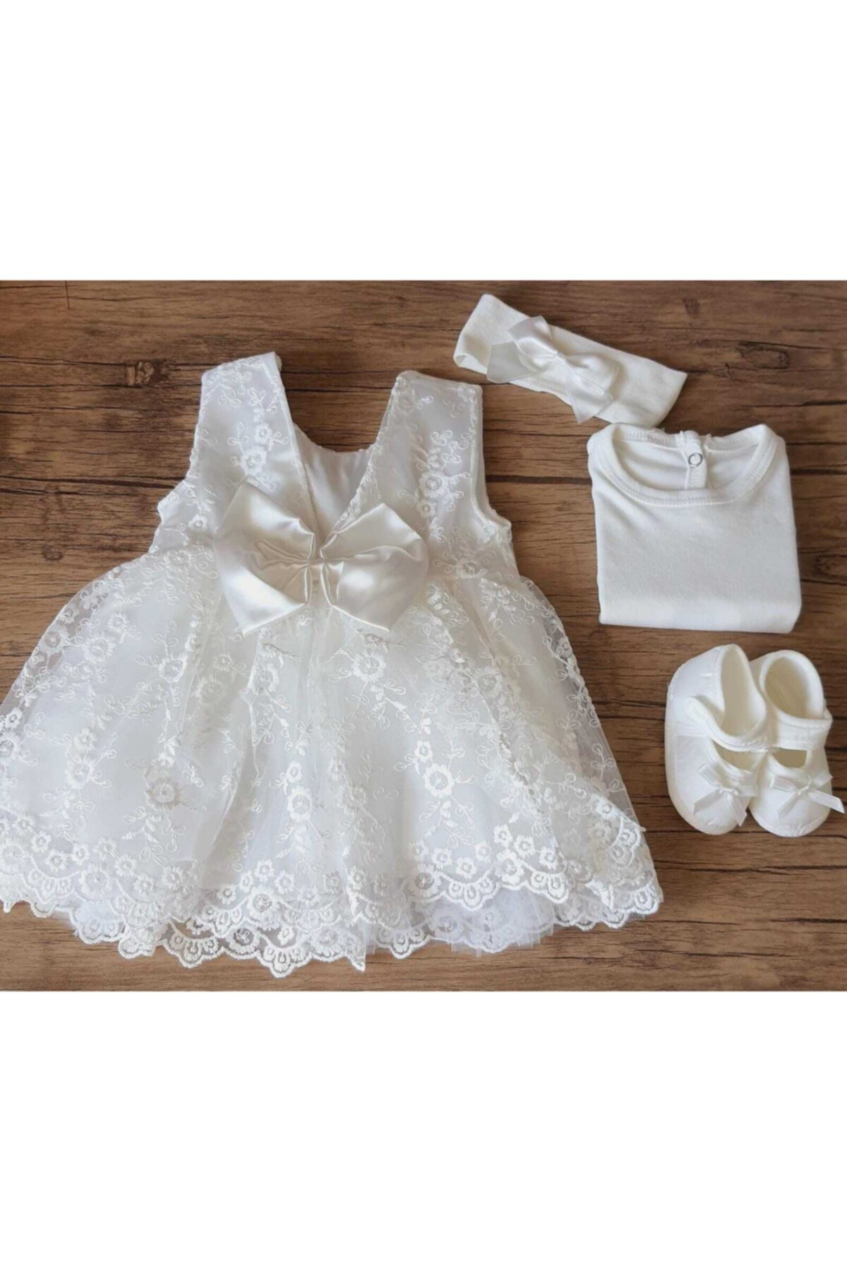 Petite Ponpon Baby Kız Bebek Yenidoğan Mevlüt Elbisesi Bebek Hediyelik Mevlütlük Elbise