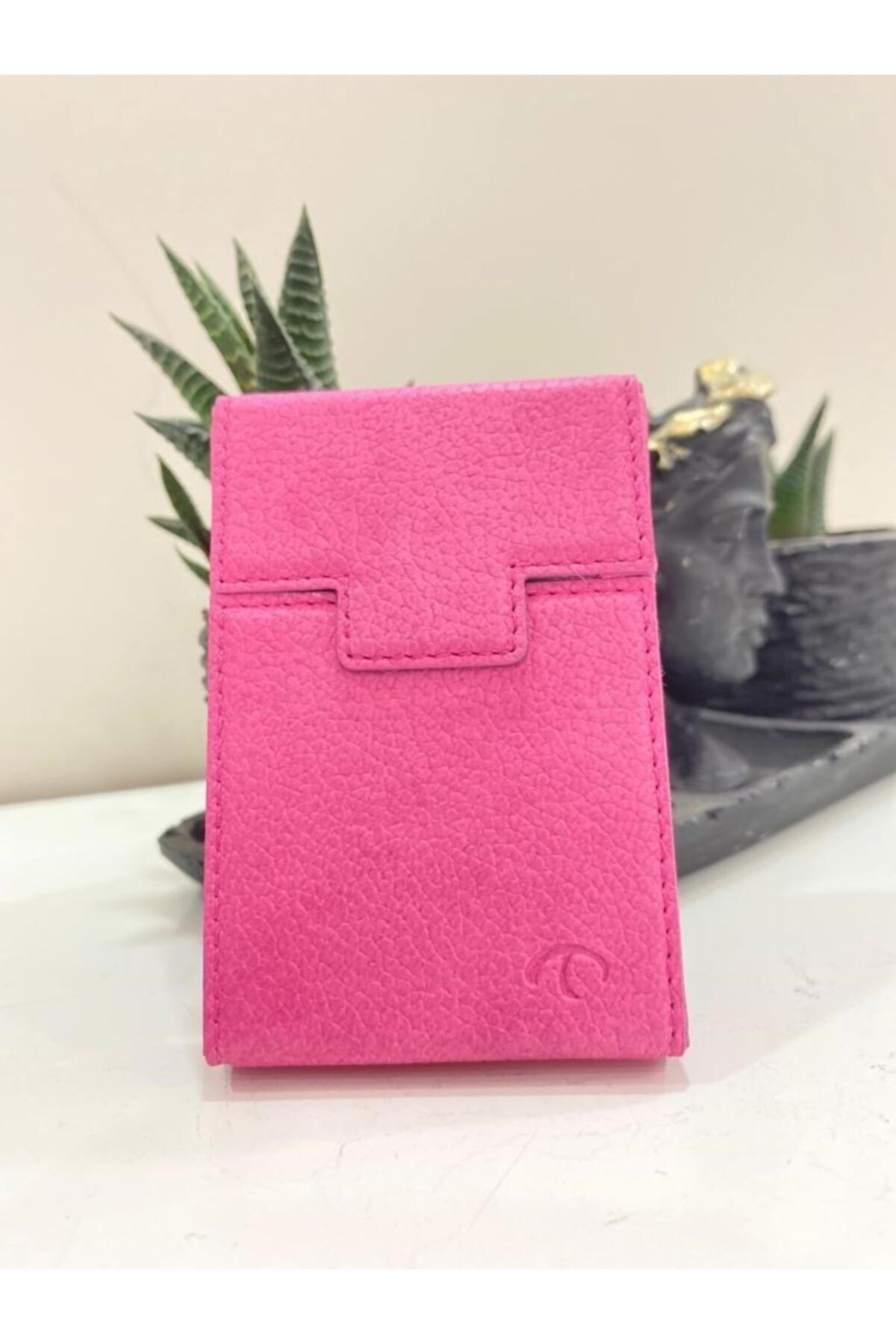 KAVELE Deri Sigara Kutusu Slender Touch Blue Drange Paketler İçin Pembe