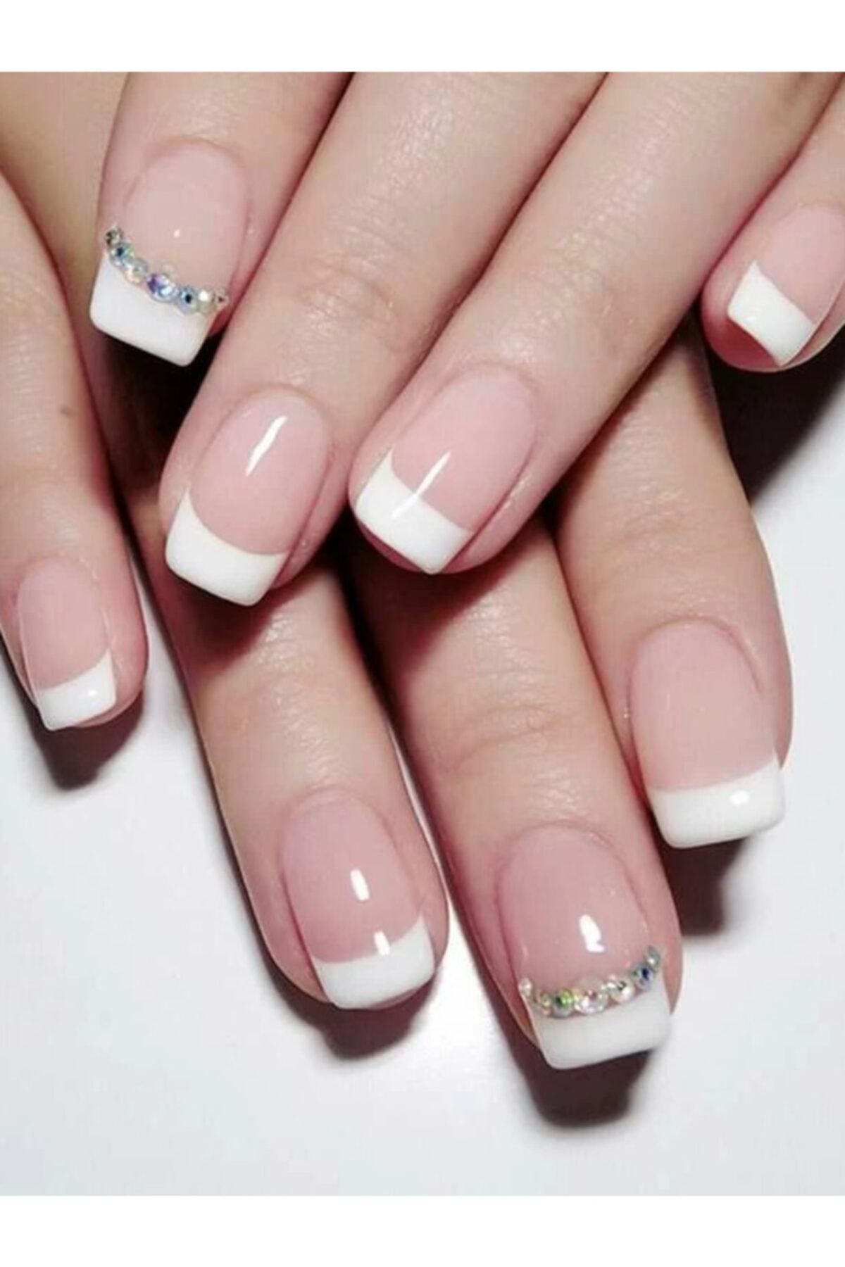 Magic Atlas Taşlı French Nail Art Takma Tırnak Seti