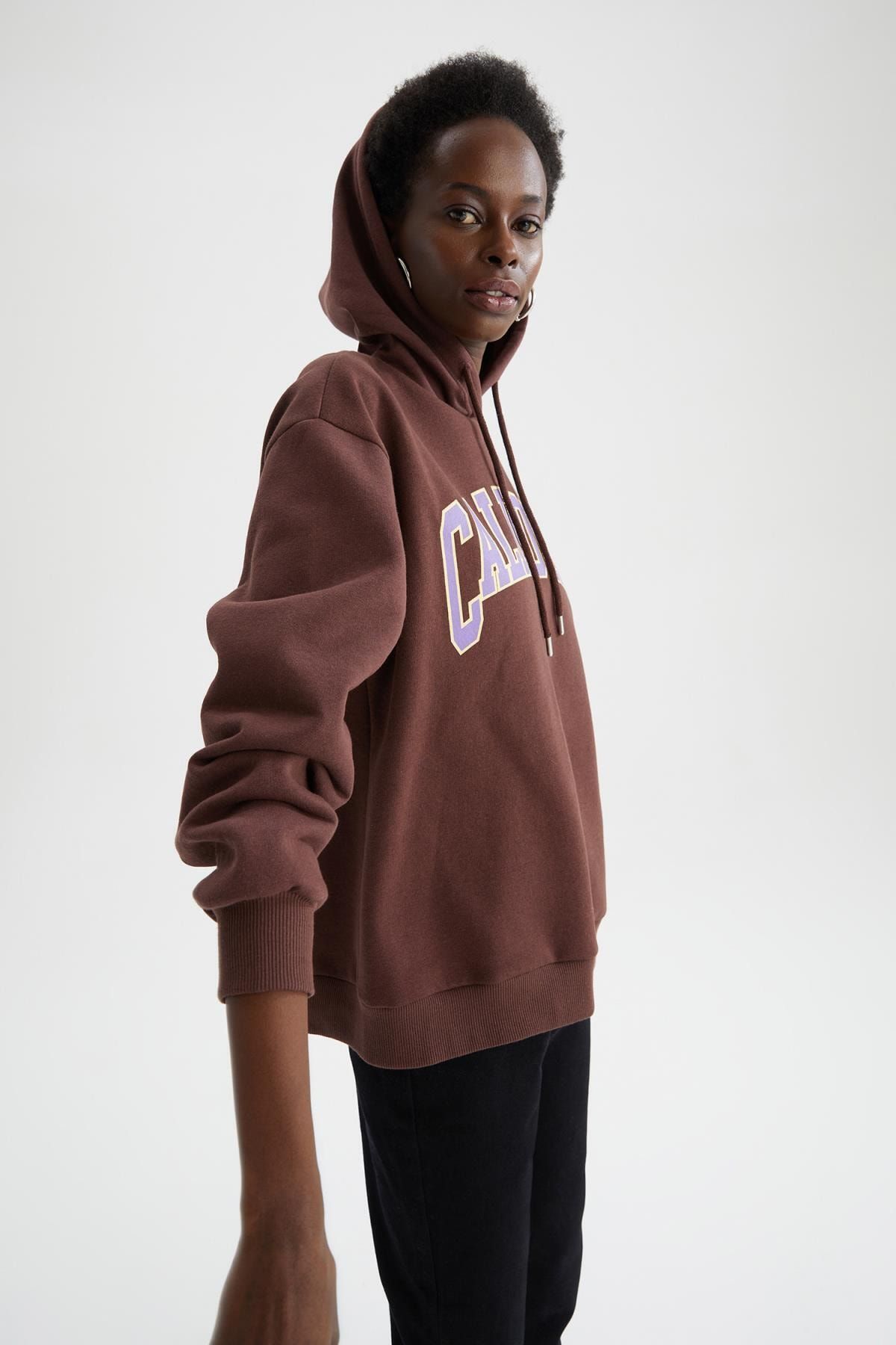 DeFacto Kapüşonlu Baskılı Relax Fit Içi Yumuşak Tüylü Sweatshirt