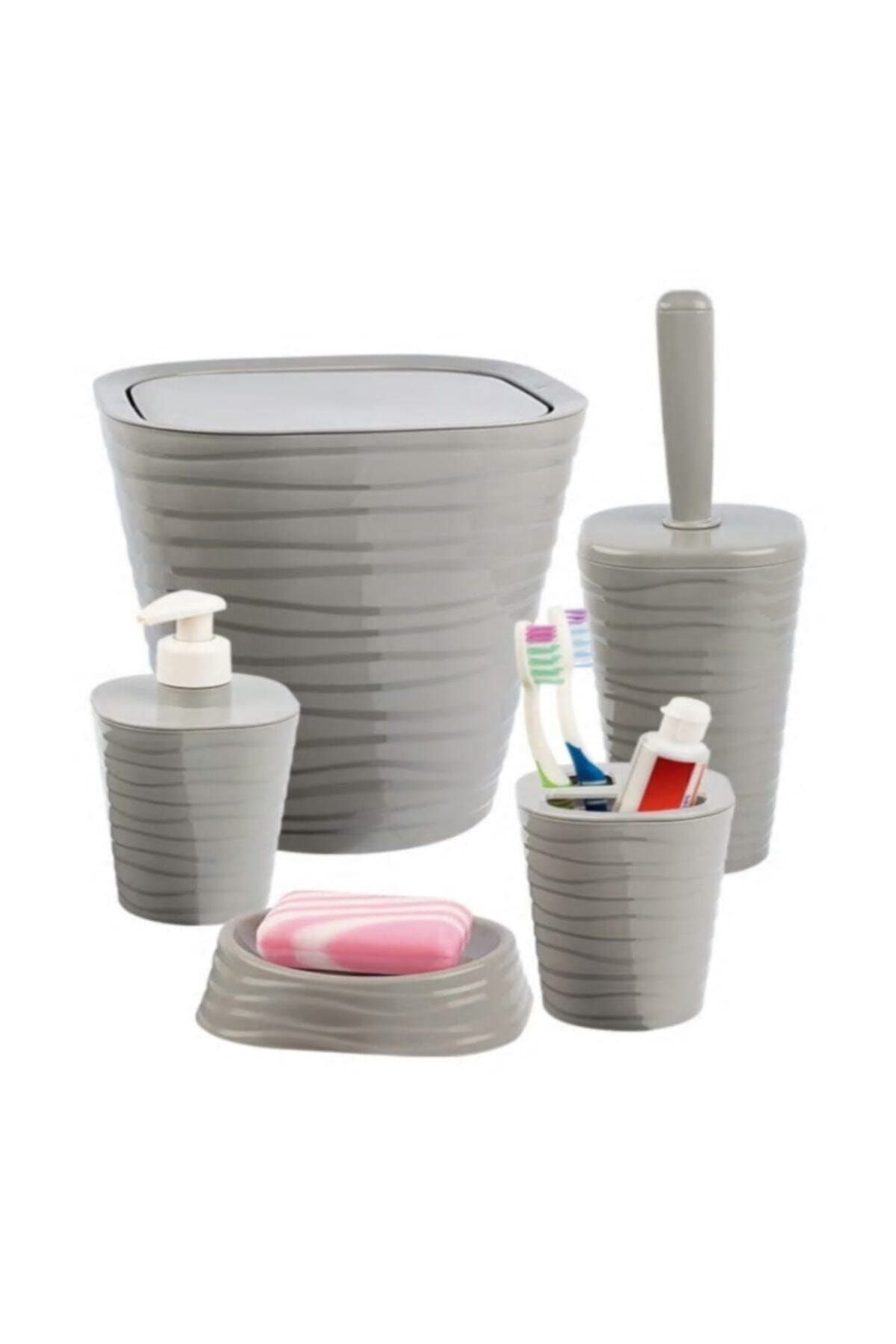 Uğurlar Plastik Gri Welle Banyo Seti 5'li