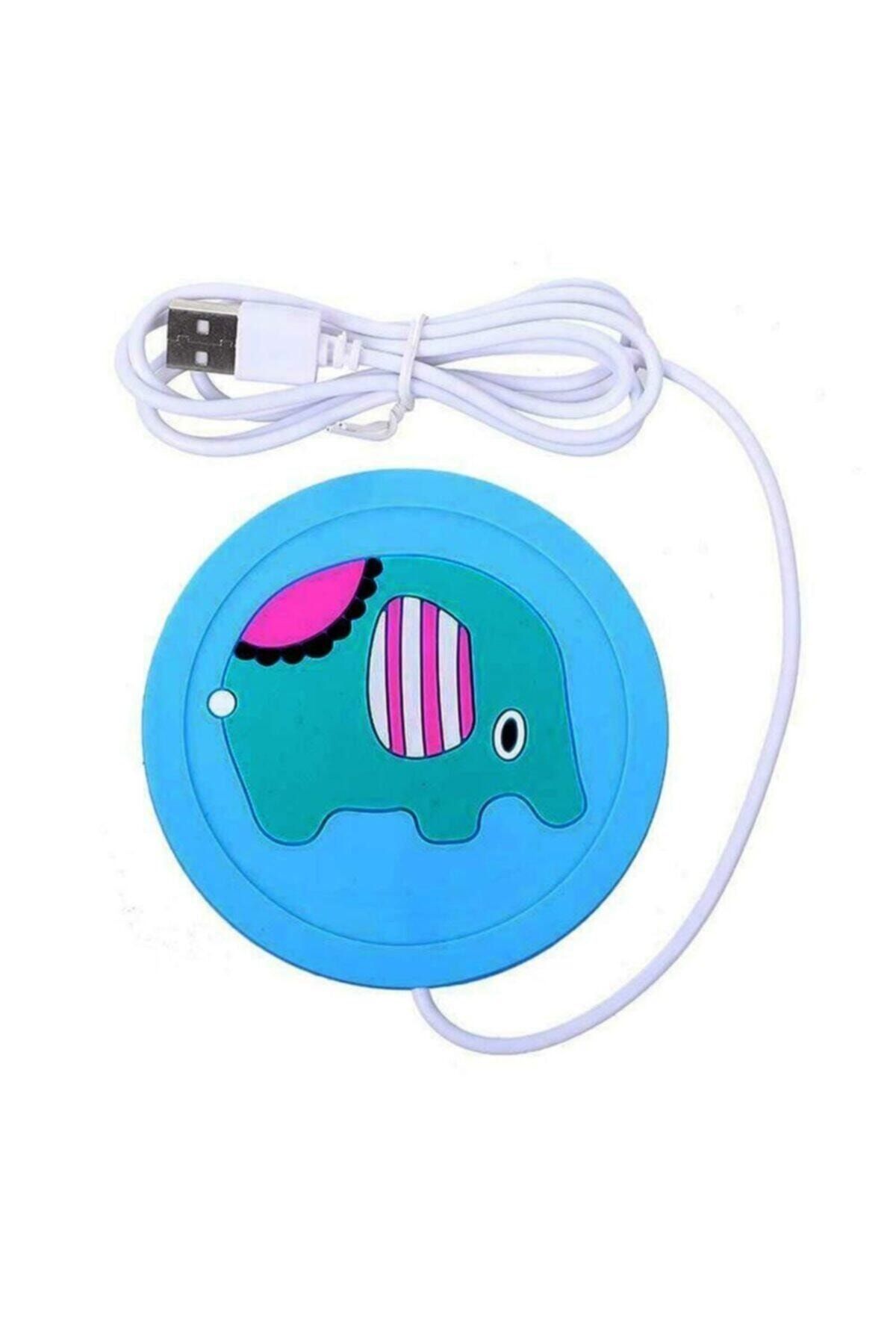 Velina Home Bardak Altı Isıtıcı Mavi Fil, Usb Isıtıcılı Masa, Oto Ve Kamp Bardak Altlığı