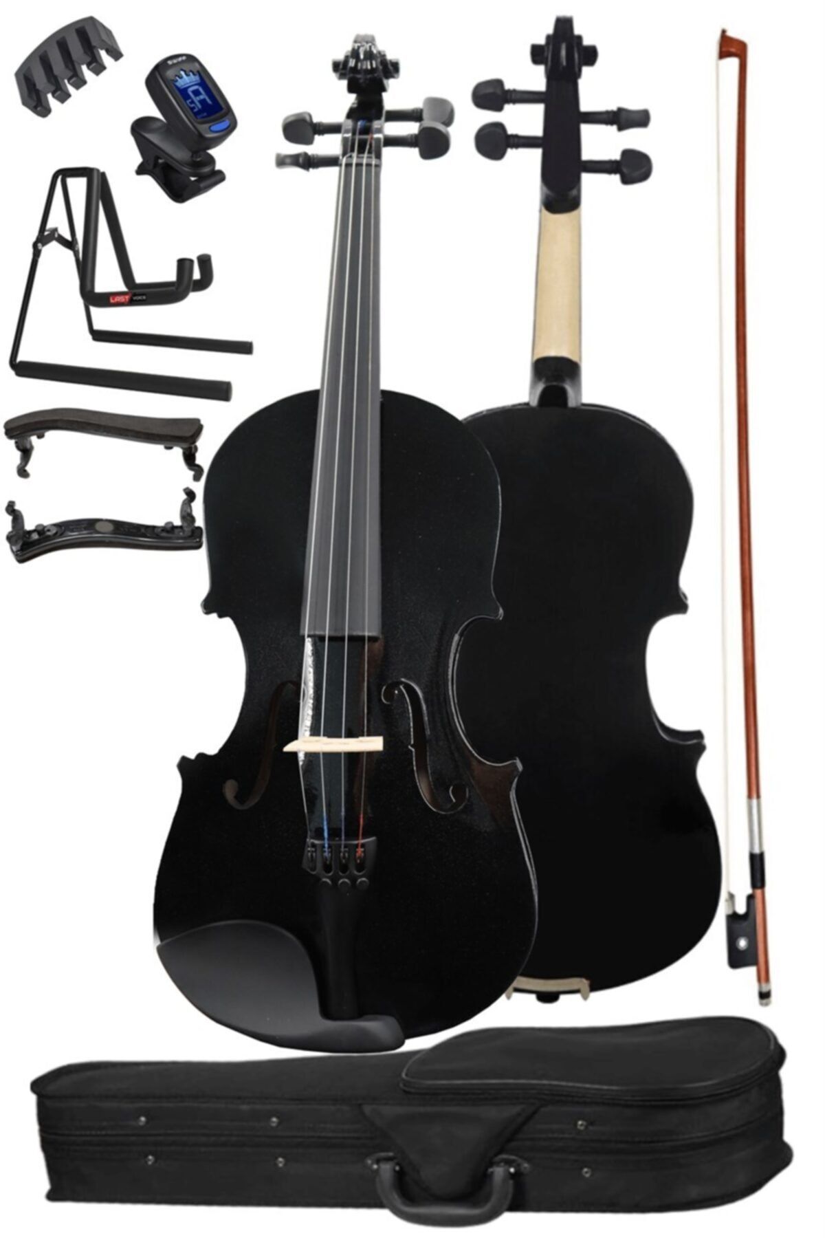 Midex HGA44 BK STYS Full Siyah Set Keman 4/4 (Yastık Stand Tuner Susturucu Reçine Çanta Yay)