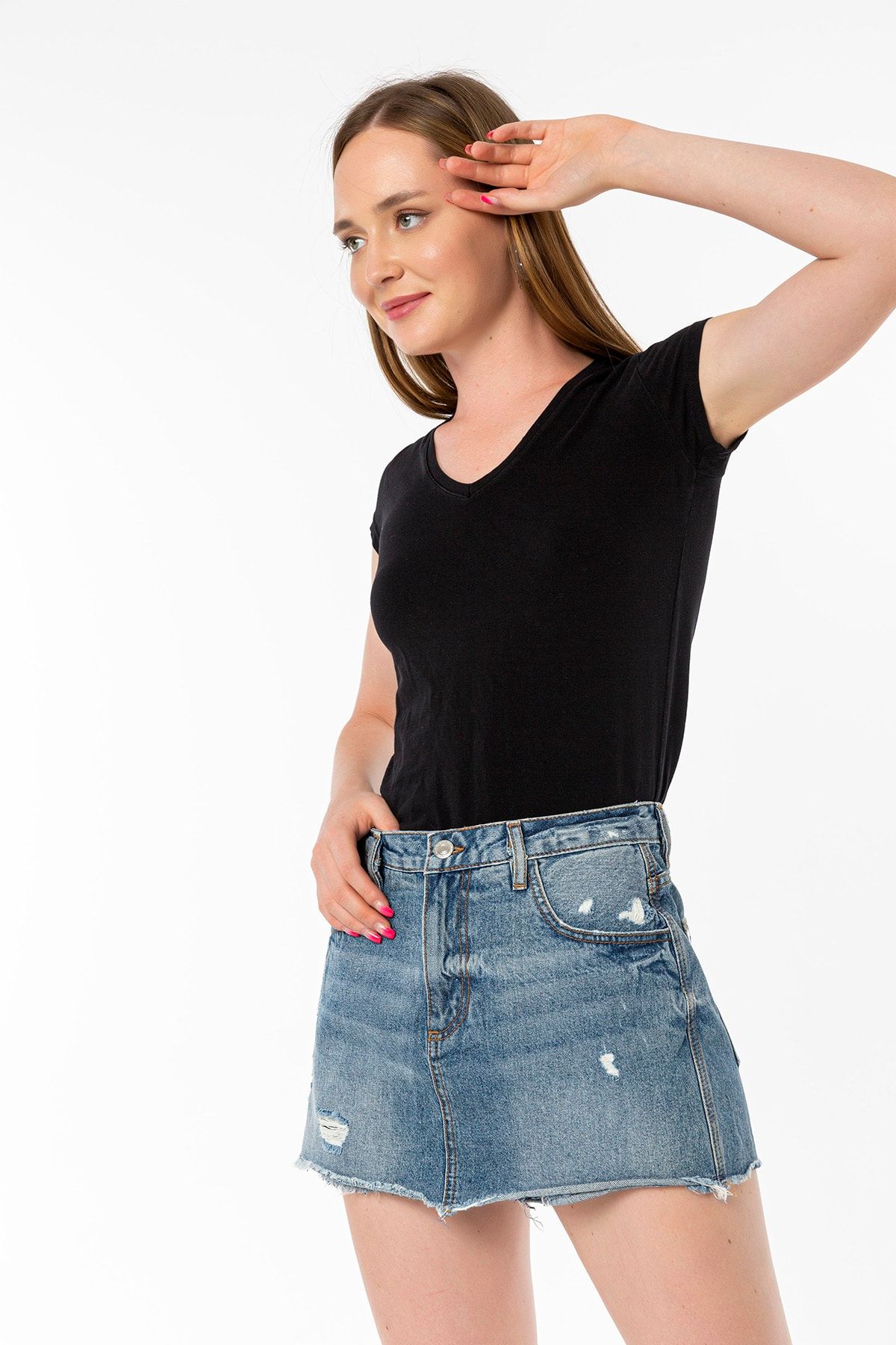 Darkly Jeans Mavi Kot Şort-etek