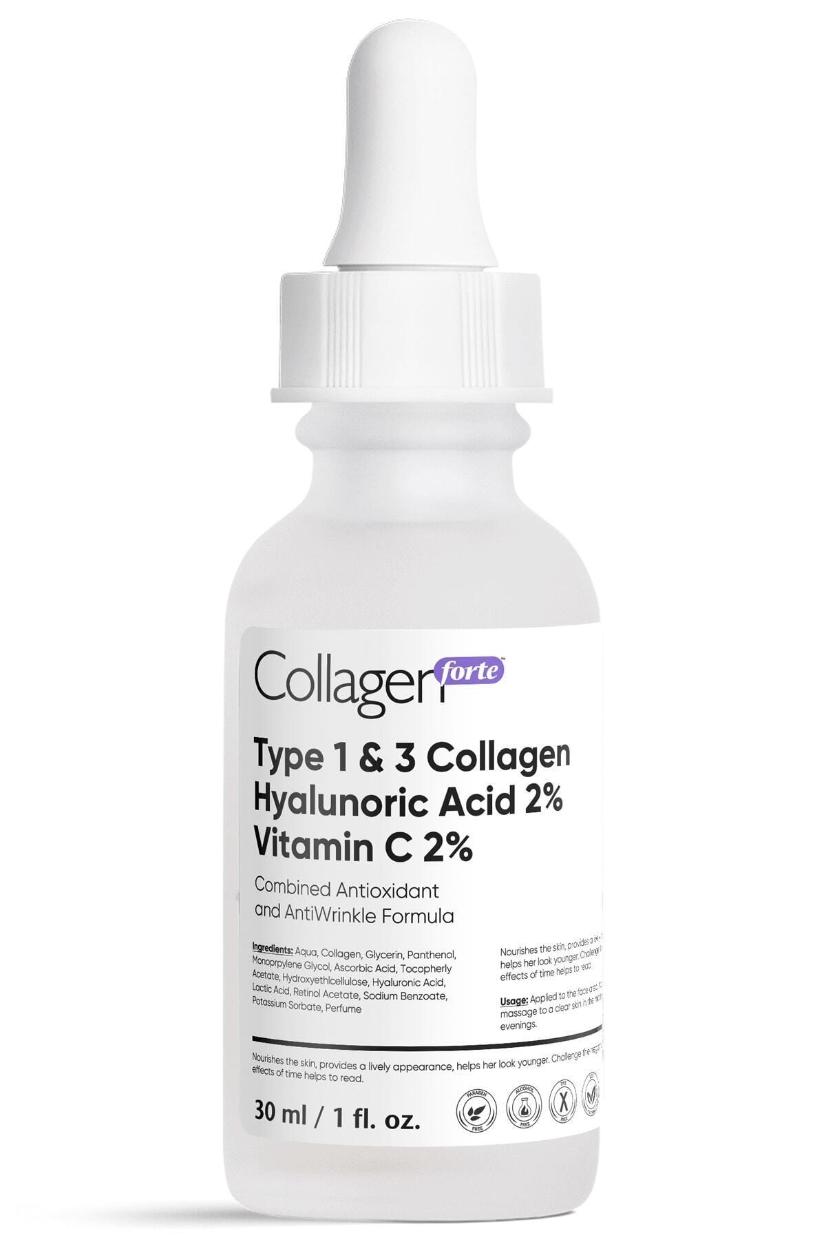Collagen Forte Type1 & 3 Collagen Hyaluronic Acid %2 Vitammin C %2 Lift Serum 30ml