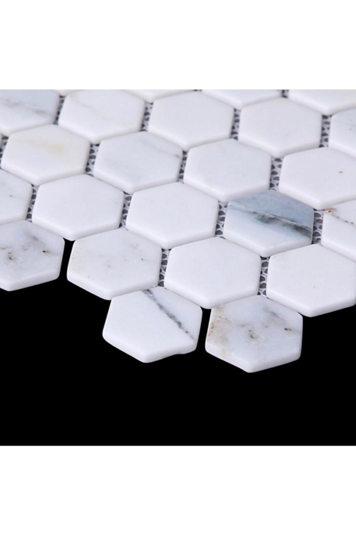 Aben Cam Mozaik Altıgen Digital Beyaz Marble Fileli Mrtst 033 Canlı Duvar Ve Mutfak Dekoru