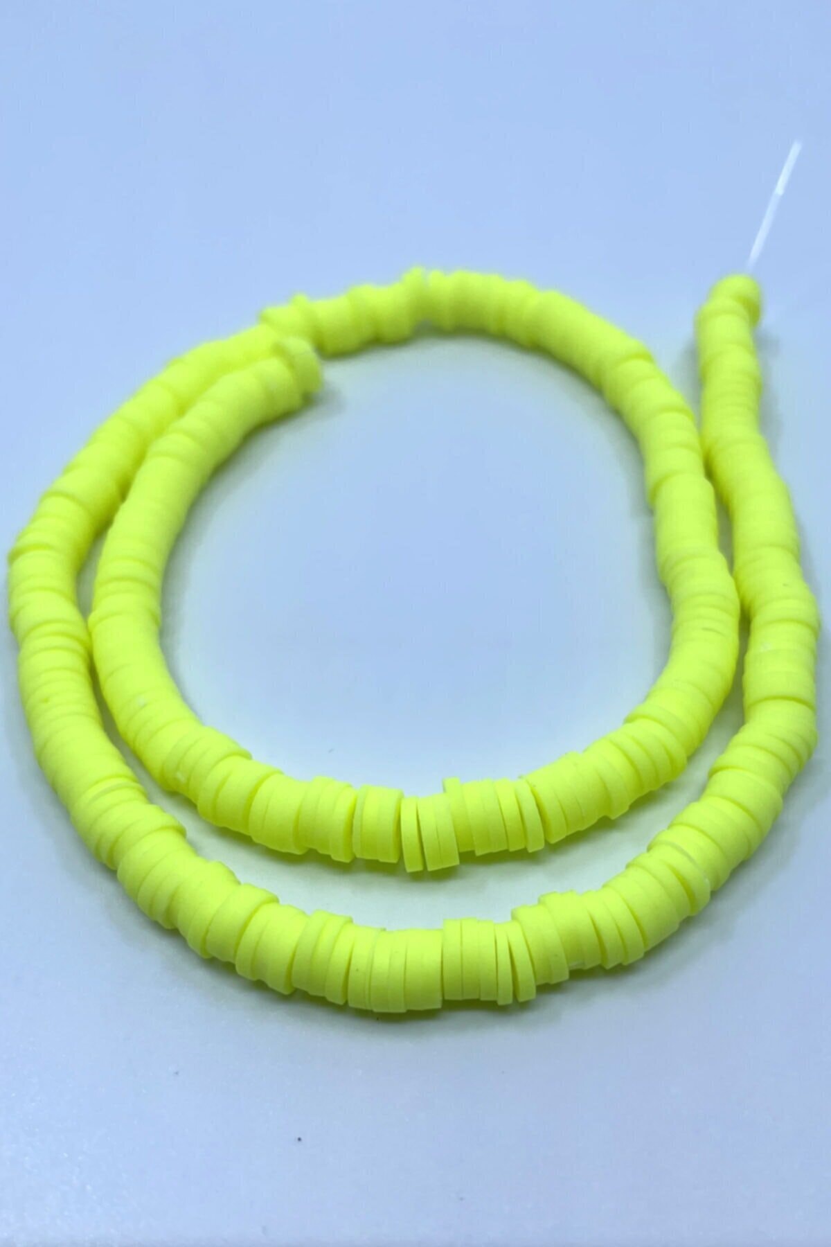PHENA Fimo Boncuk 6 Mm Neon Sarı Renk 40cm