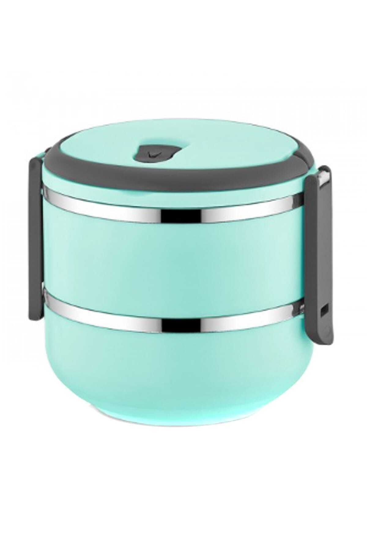 FreshBox 2 Katlı Sızdırmaz Yemek Termosu Sefer Tası Saklama Kabı Turkuaz 1,50 Litre