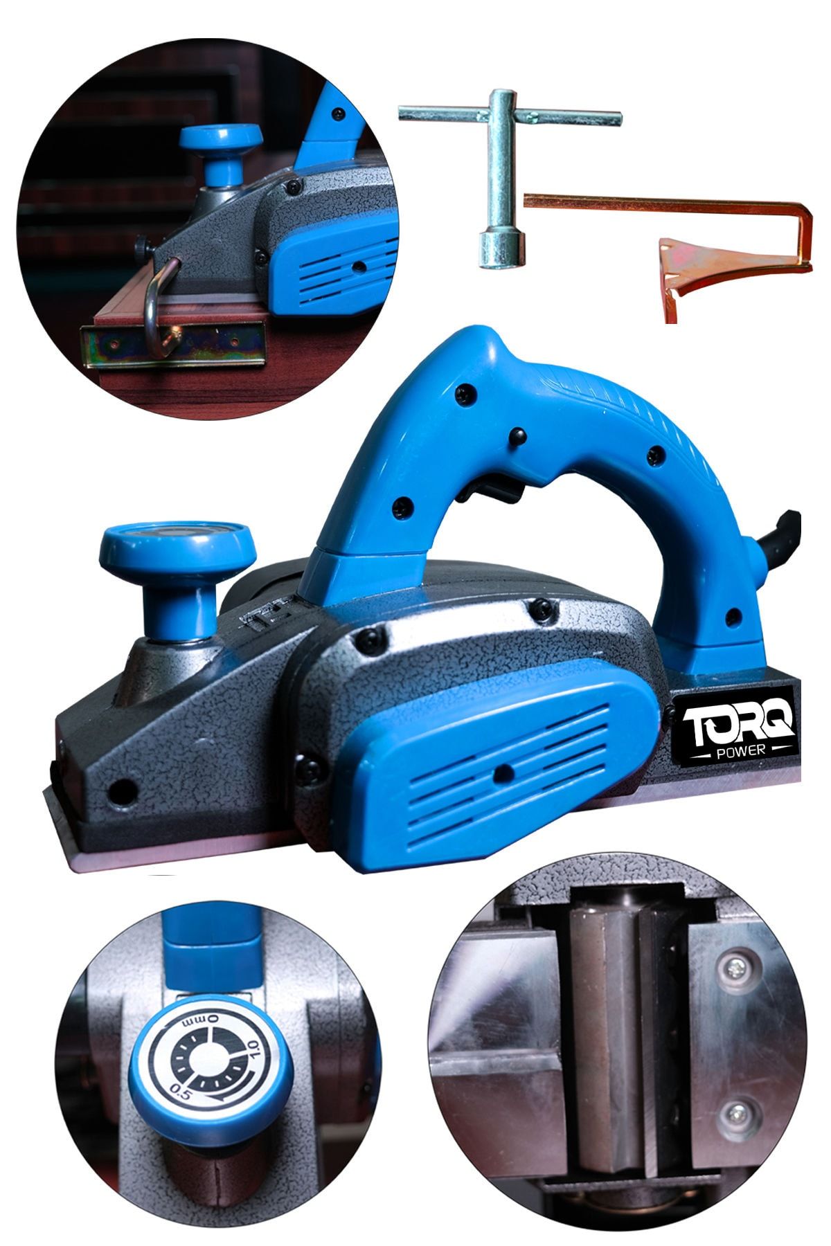 TORQ POWER Usa Profesyonel Çift Bıçak Titanyum Şanzıman Planya Makinası 2100 W