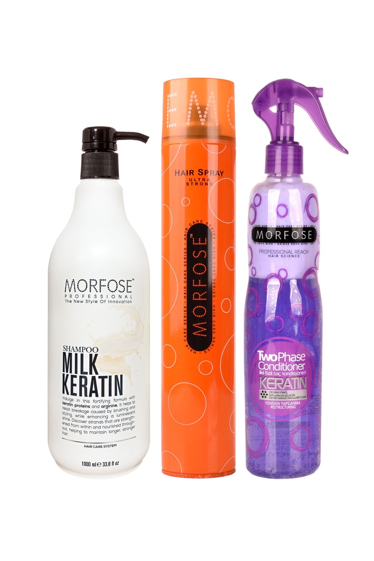 Morfose Milk Keratin Sütü Şampuanı 3'lü Keratin Bakım Ve Şekillendirme Seti