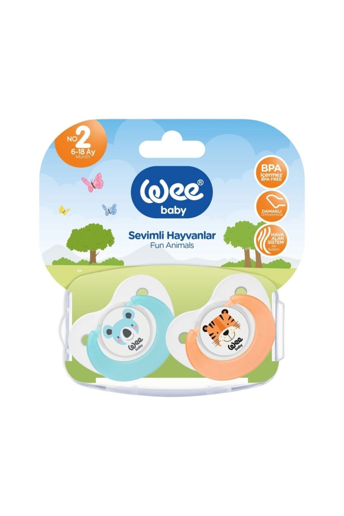 Wee Baby Sevimli Hayvanlar Emzik 320 No:2 6-18 Ay Mavi-turuncu