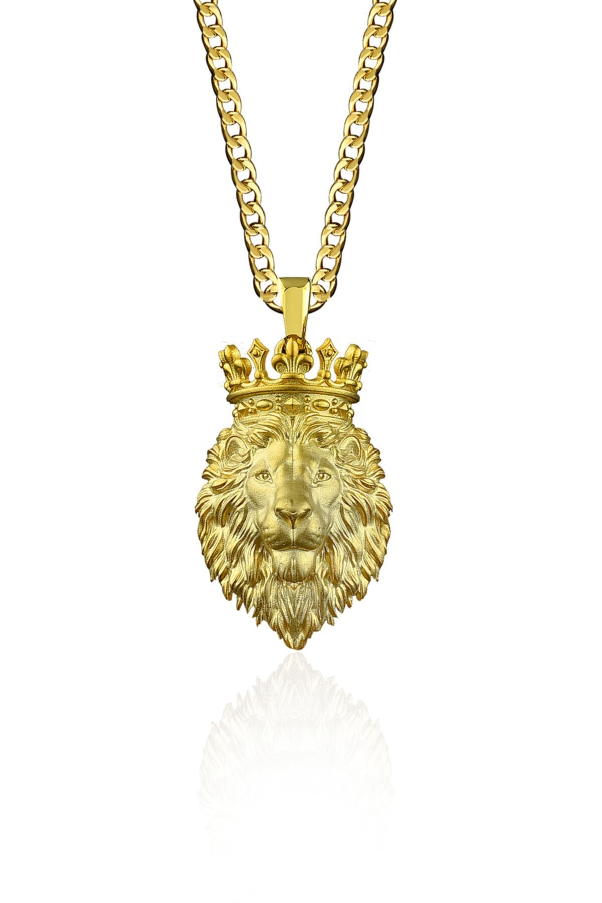 Bysilverstone Aslan Kral Altın 14k Kolye