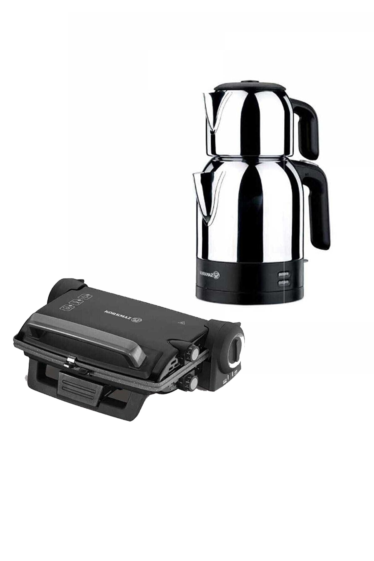 KORKMAZ A359 Demkolik Çay Makinesi Ve Formula Siyah Tost Makinesi Seti