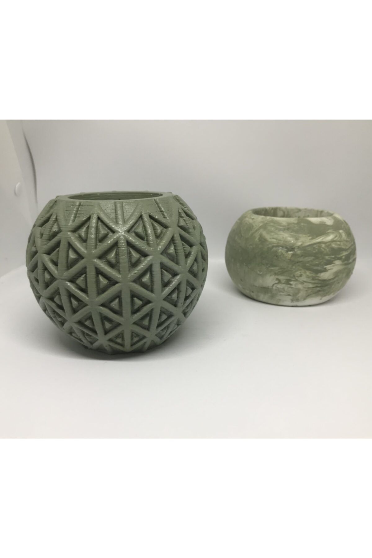Defne Adaçayı Set Beton Saksı/mumluk