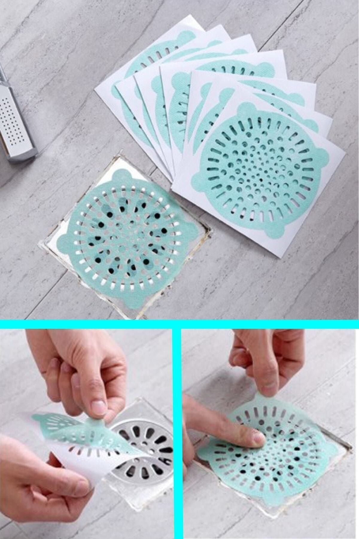 VİP TEDARİK Yapışkan Banyo Gideri Koruyucu Saç Kıl Tüy Toplayıcı 10 Lu Set