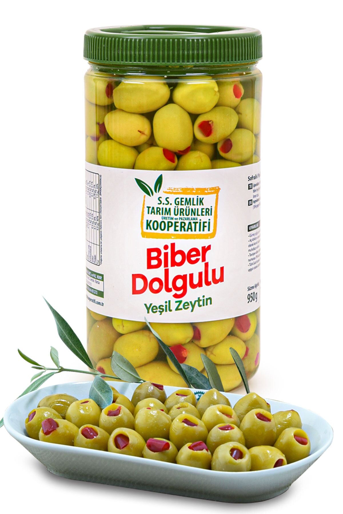 Gemlik Zeytin Kooperatifi Biber Dolgulu Yeşil Zeytin 1 kg Pet