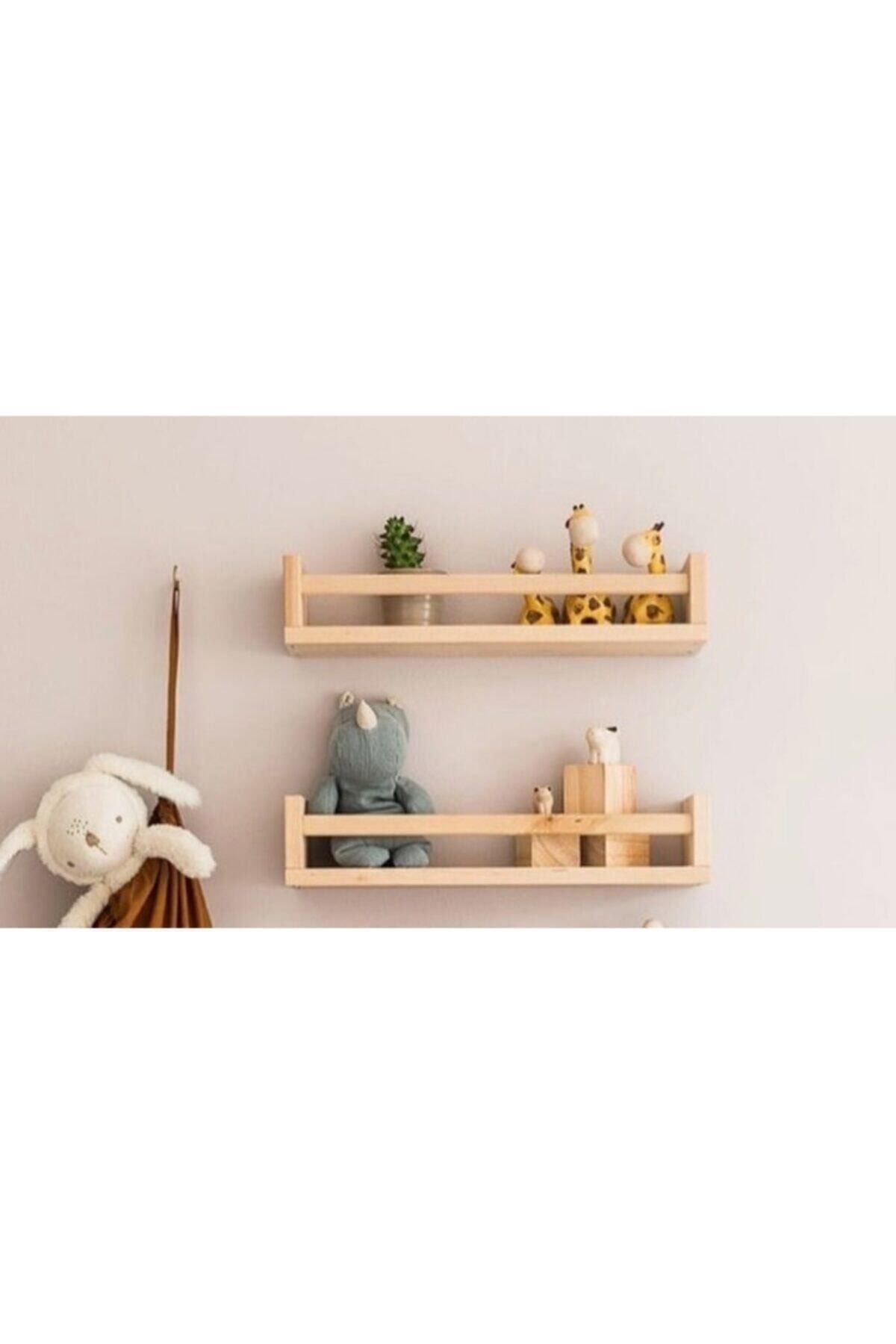 babyroomstore Ahşap Montessori Kitaplık Raf Bebek Çocuk Odası 2li Raf