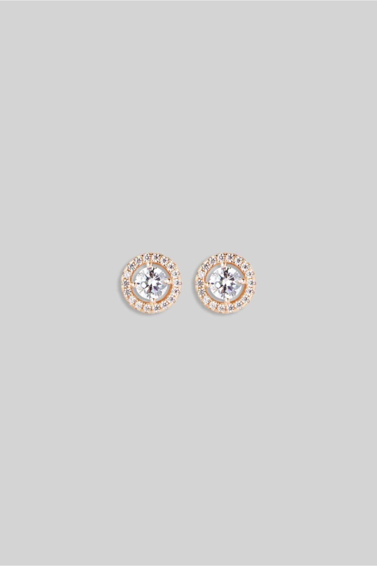 So CHIC... Taşlı Minimal 18 Ayar Rose Altın Kaplama Gümüş Küpe