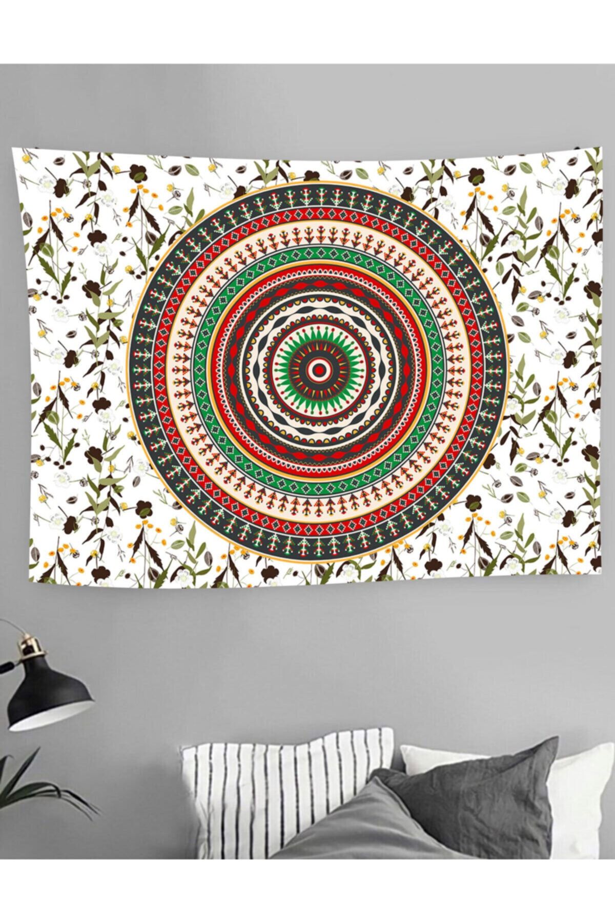 ALL OVER Etnik Desenli Yapraklı Duvar Örtüsü 200x130cm
