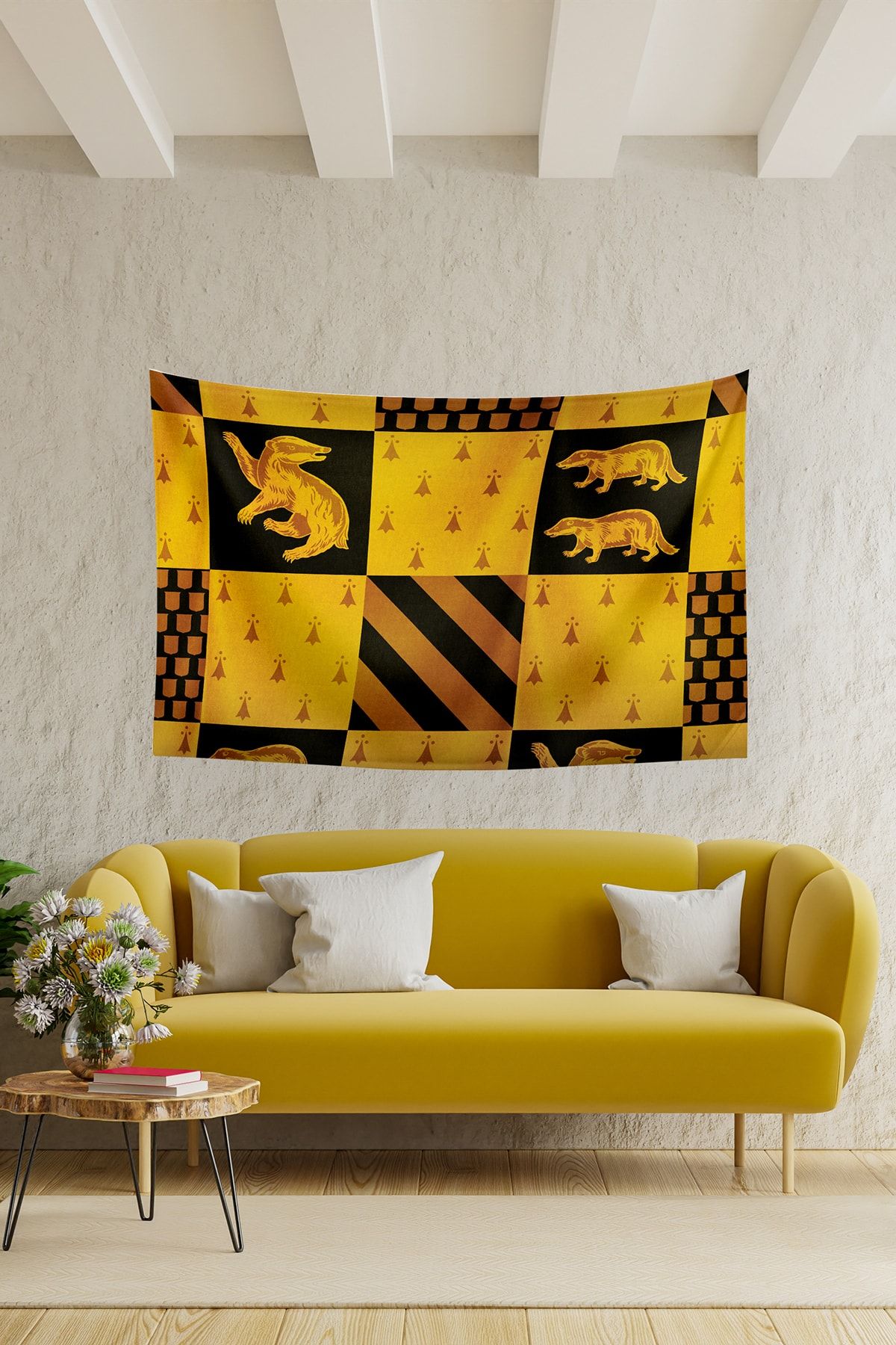 Vagonik Harry Potter Hufflepuff Duvar Örtüsü Halısı 140 X 100 Cm-70x100 Cm