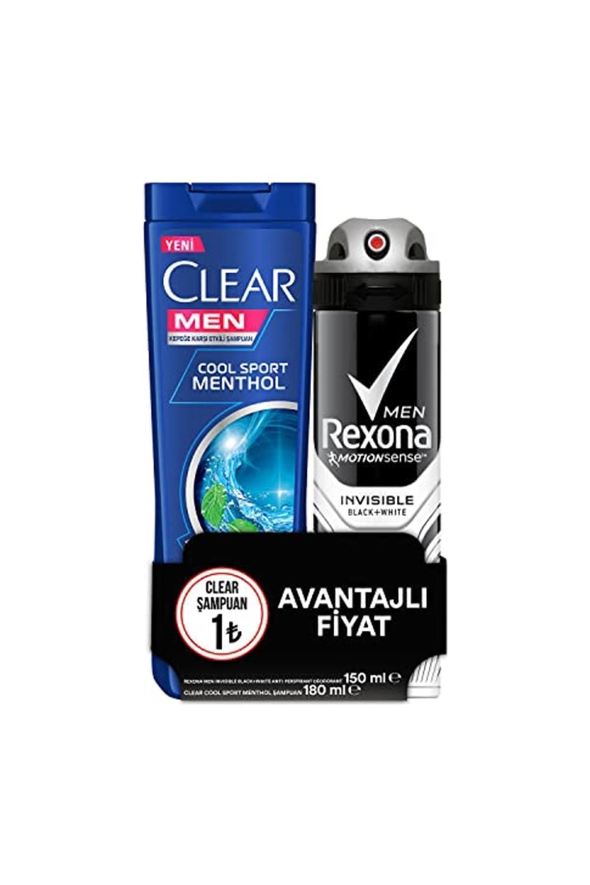 Rexona Men Deodorant Sprey Invisible Black+white Anti-perspirant 150 Ml + Clear Men Şampuan
