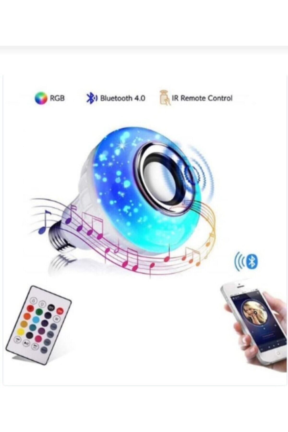 Solar Akıllı Led Lamba Müzik Çalar Buluetoot Hoparlör Ampul 12 Renkli Uzaktan Bağlantılı Lamba