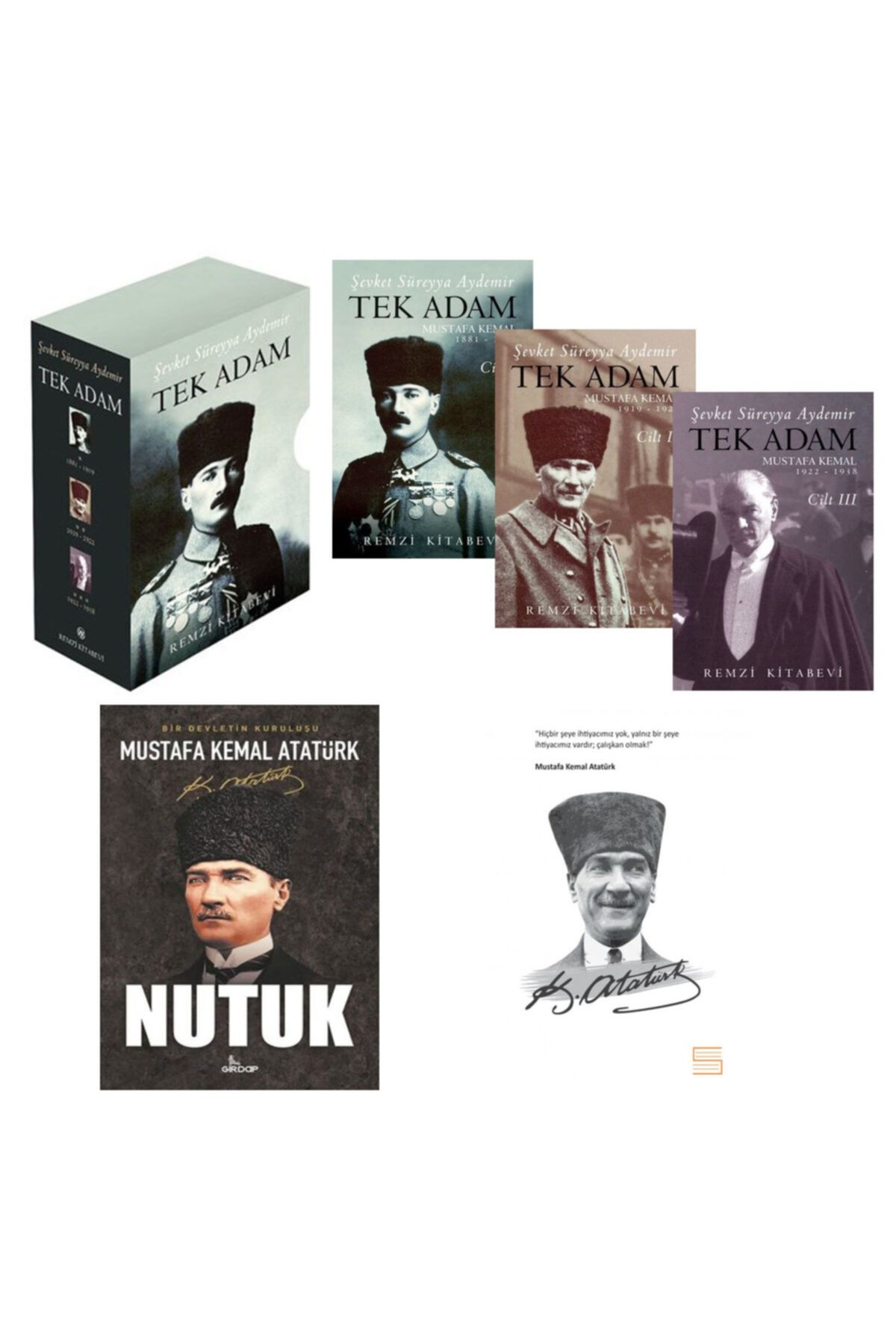 Remzi Kitabevi Mustafa Kemal Atatürk 5li Set- Tek Adam - Nutuk - Atatürk Defteri Ciltli