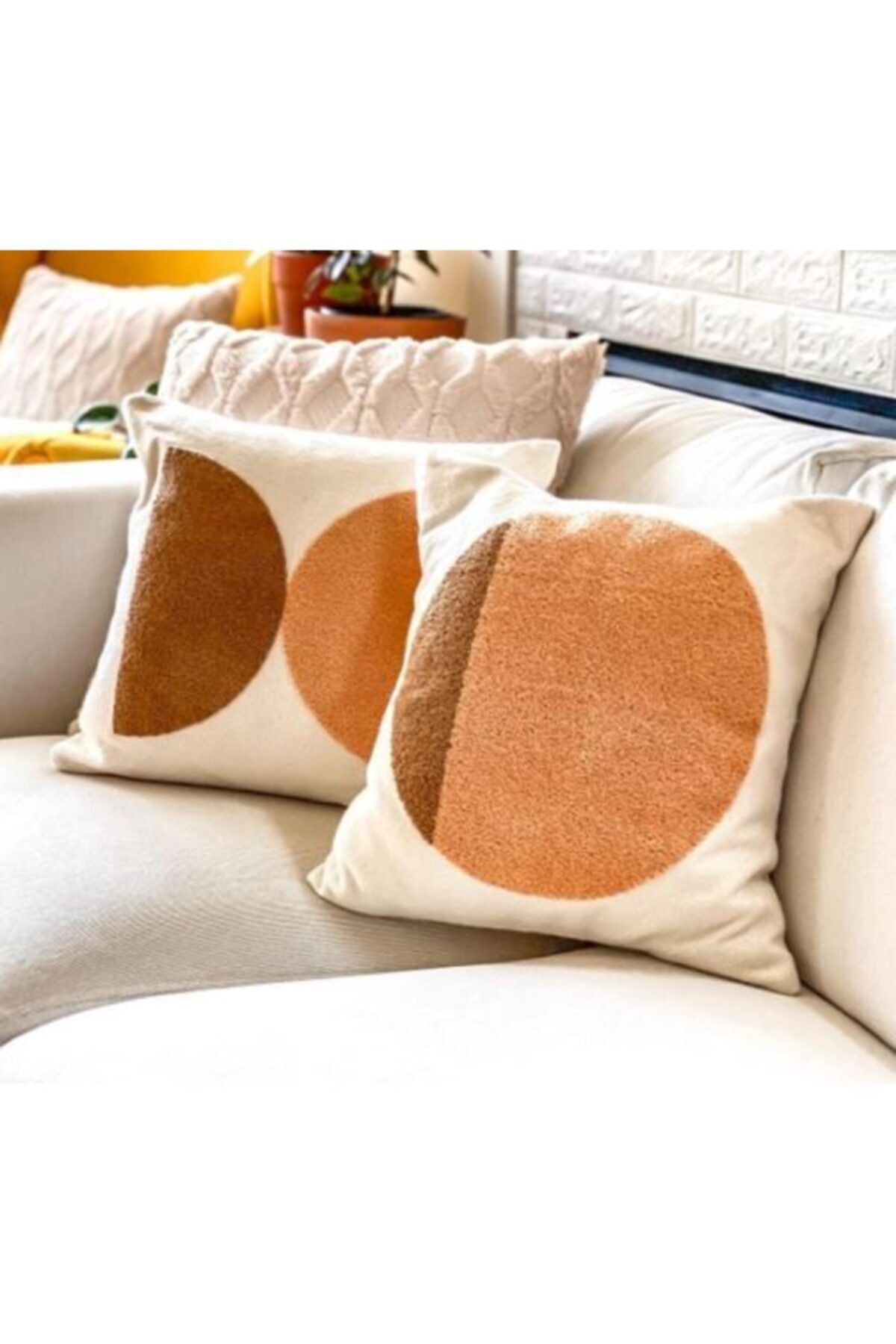 AtölyeNT Dekoratif Geo Kırlent Kılıfı Seti, Boho Renkli , Kanepe Için Yastık Kılıfı Seti 45x45cm