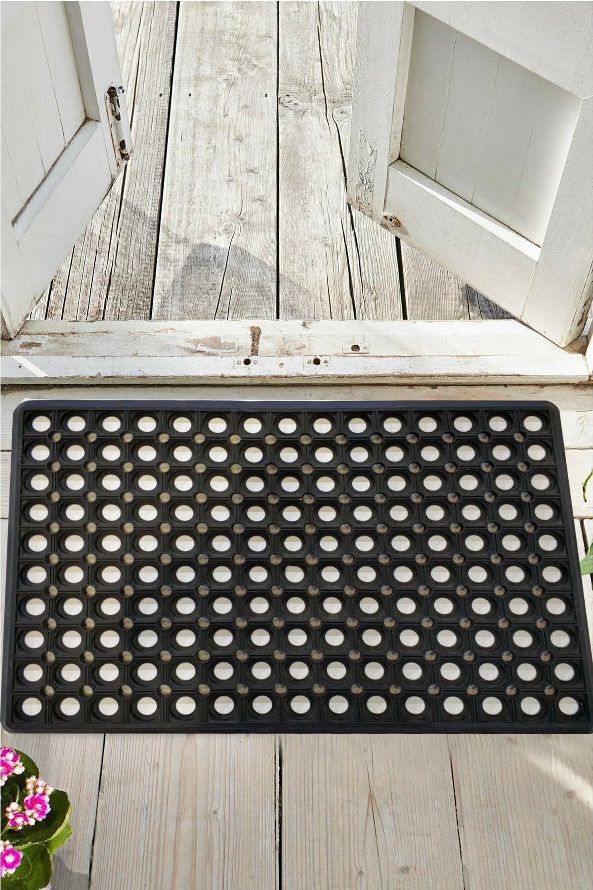 BirceHome Dış Mekan Açık Petek Model Siyah Kapı Önü Paspas 40 X 60 Cm
