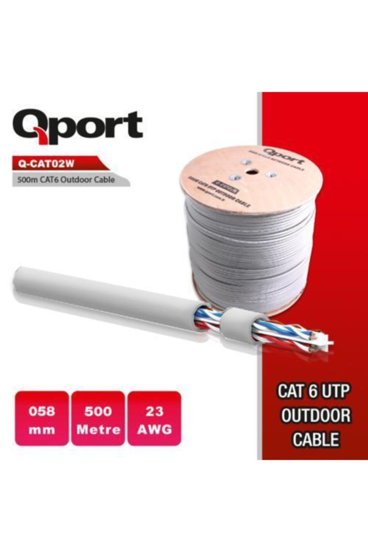 Qport Q-cato2w 23awg Cat6 500mt Utp Outdoor Kablo