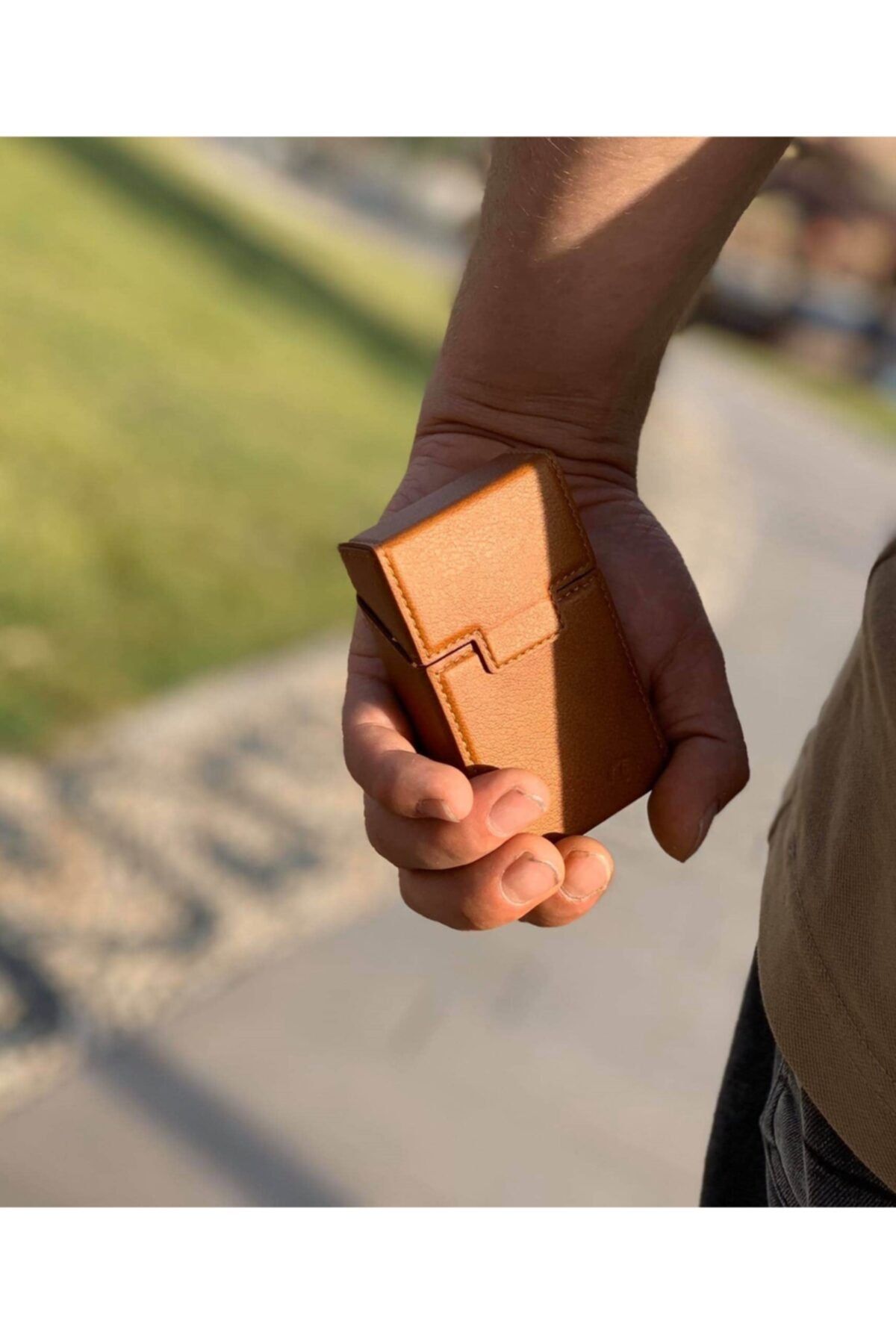 KAVELE Deri Sigara Kutusu - Kısa Slim Paket Için -taba Renk