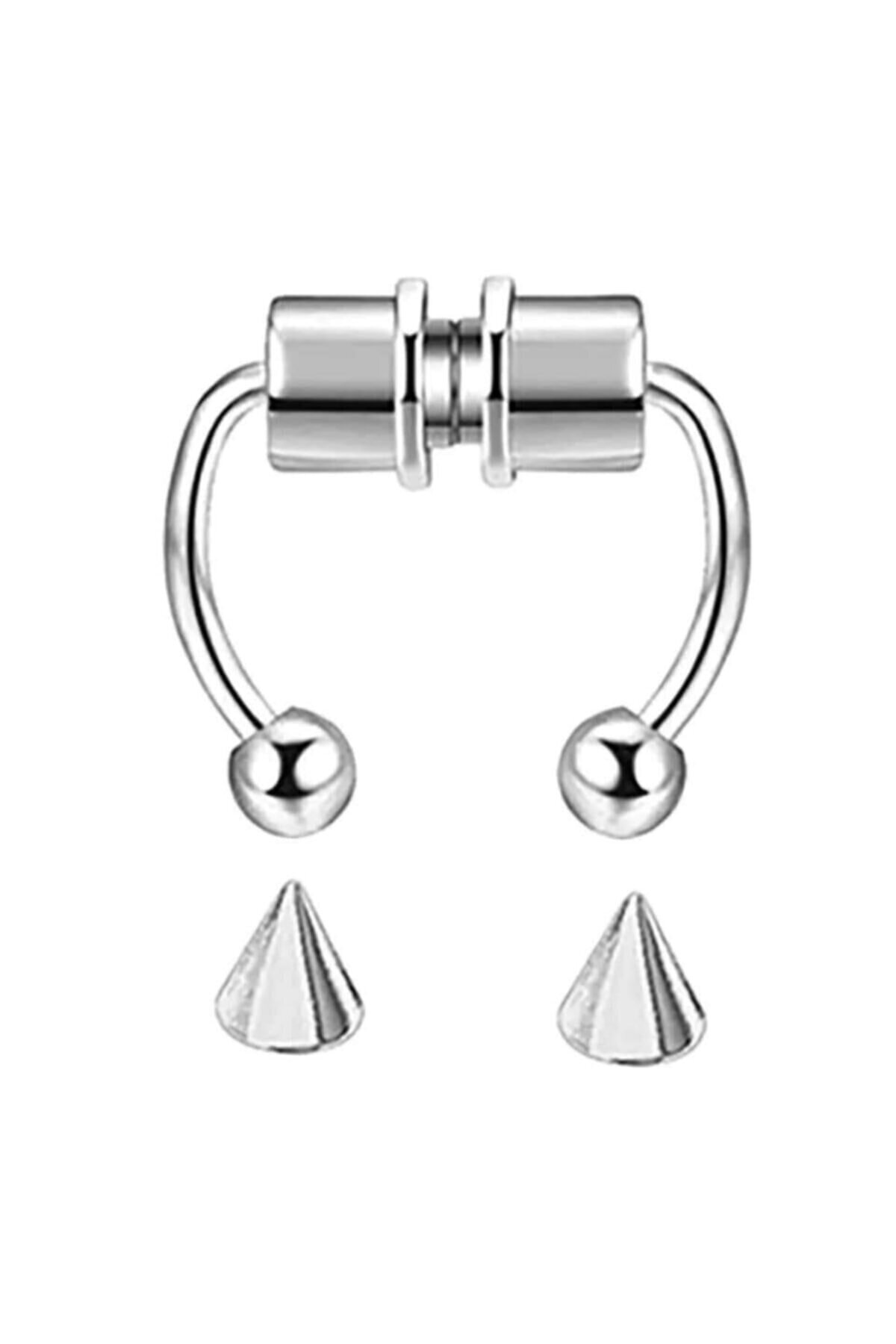 Penguen Dükkan Mıknatıslı Fake Gri Septum Piercing Paslanmaz Çelik