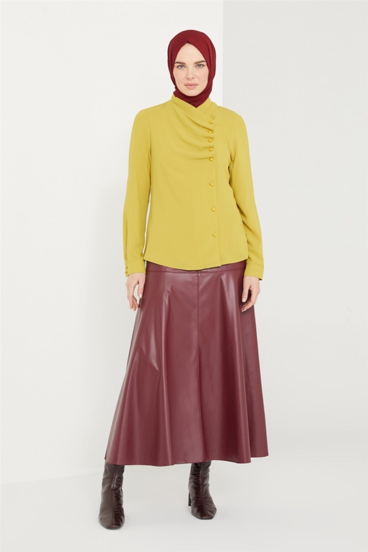 Armine Deri Etek 21k1132 Bordo