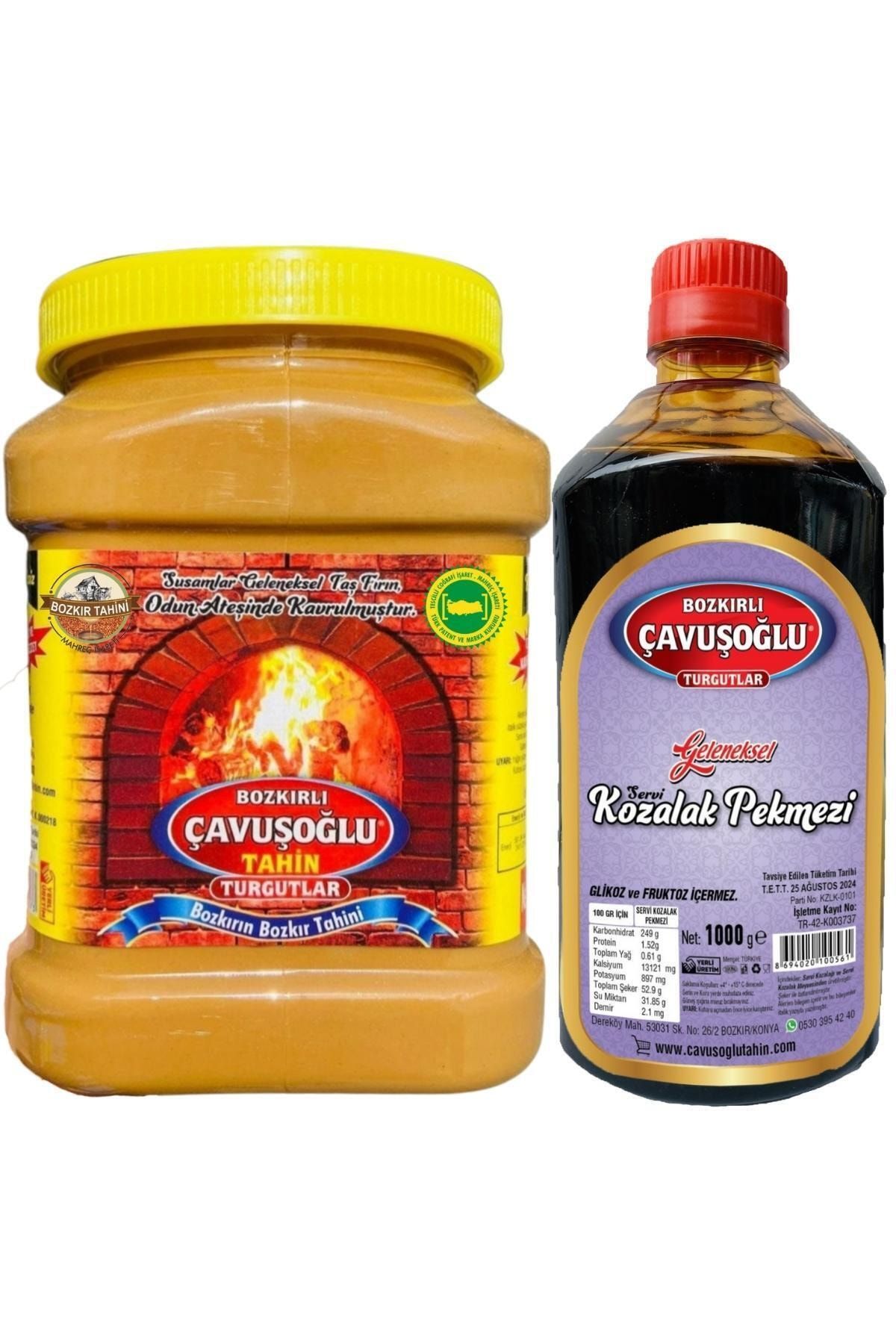 Bozkırlı Çavuşoğlu Odun Ateşinde Kepeksiz Bozkır Tahini 930g + Kozalak Pekmezi 1000g