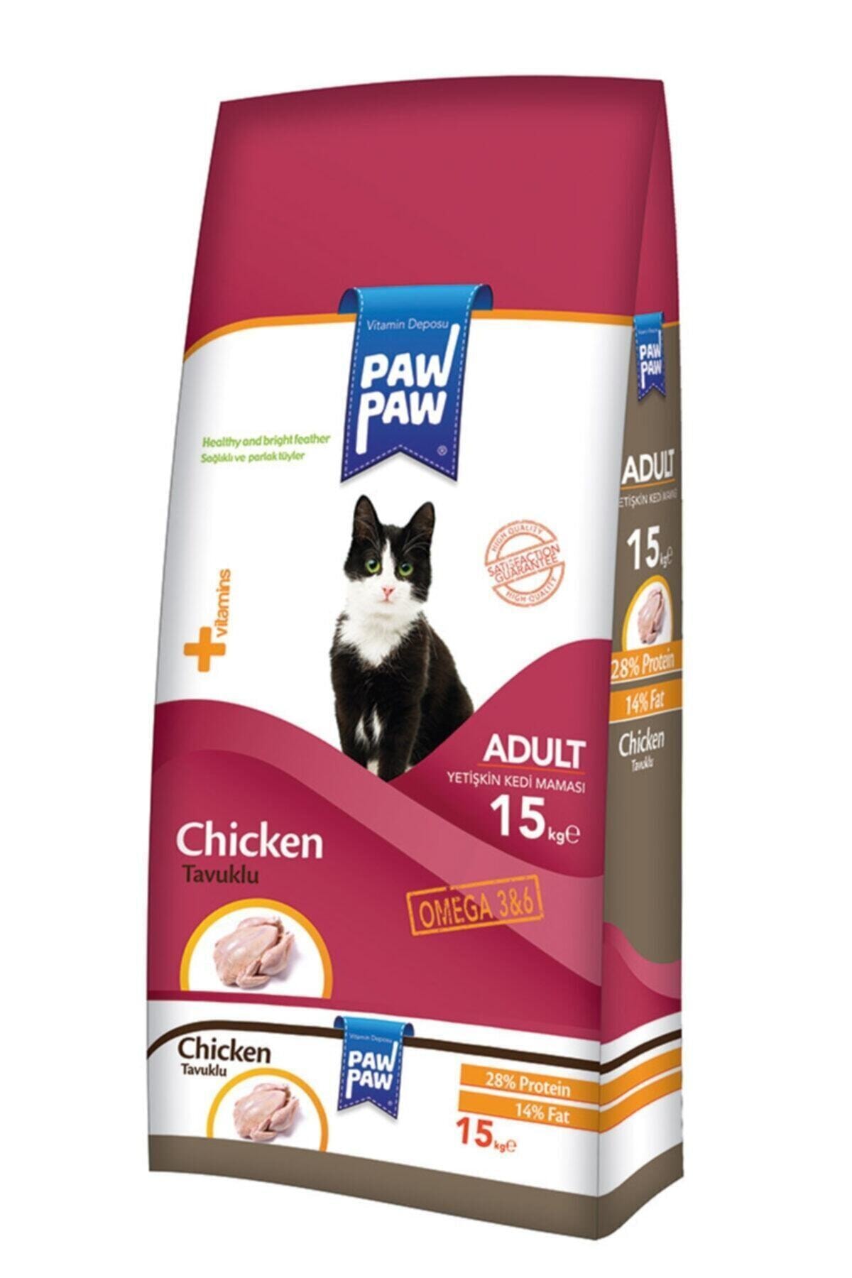Paw Paw Pawpaw Yetişkin Kedi Maması Tavuklu 15 kg