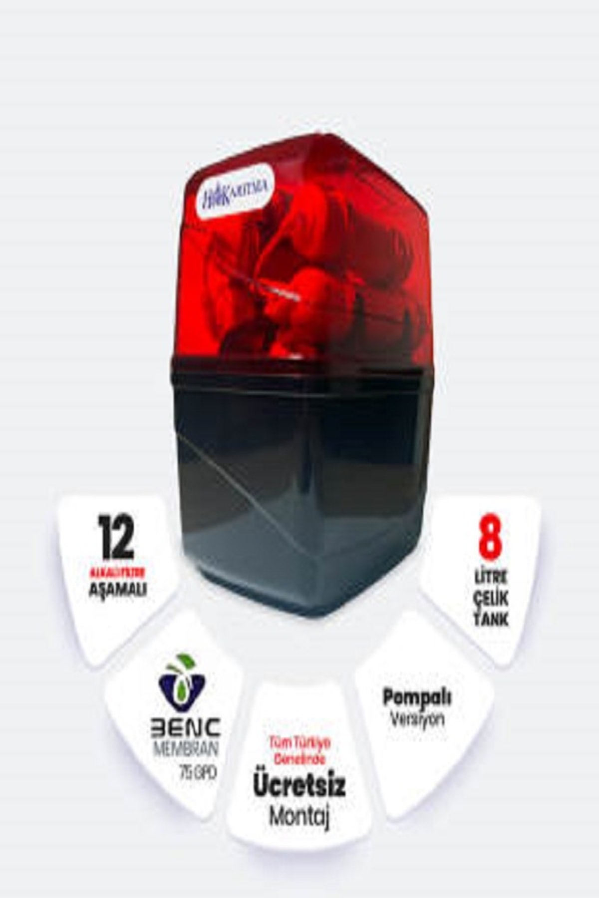 Hakaritma 12 Aşama Bench Membran 8 Lt Çelik Tank Pompalı Su Arıtma H7