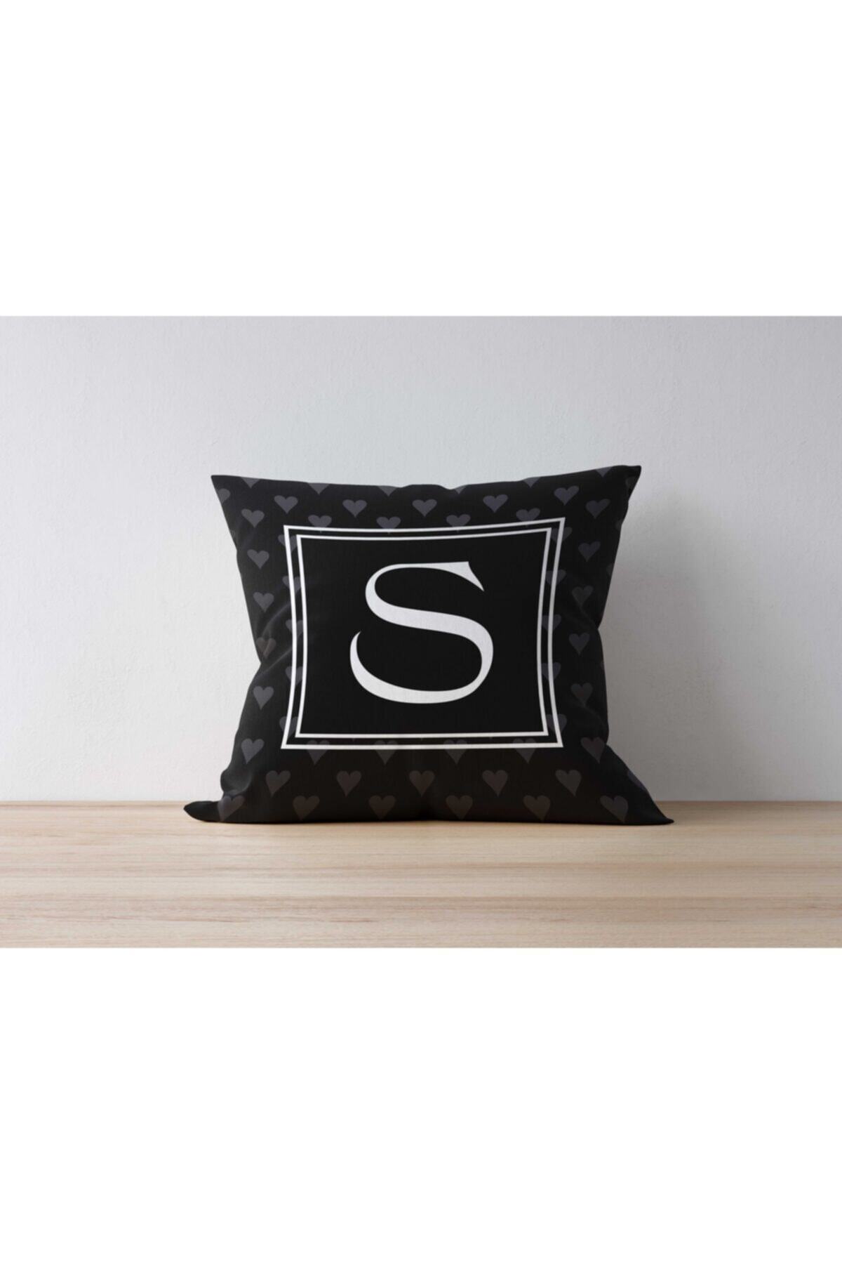 Asyabayrak Harfli Yastık Kılıfı - S Harfi – 43x43cm Çift Taraf Baskılı
