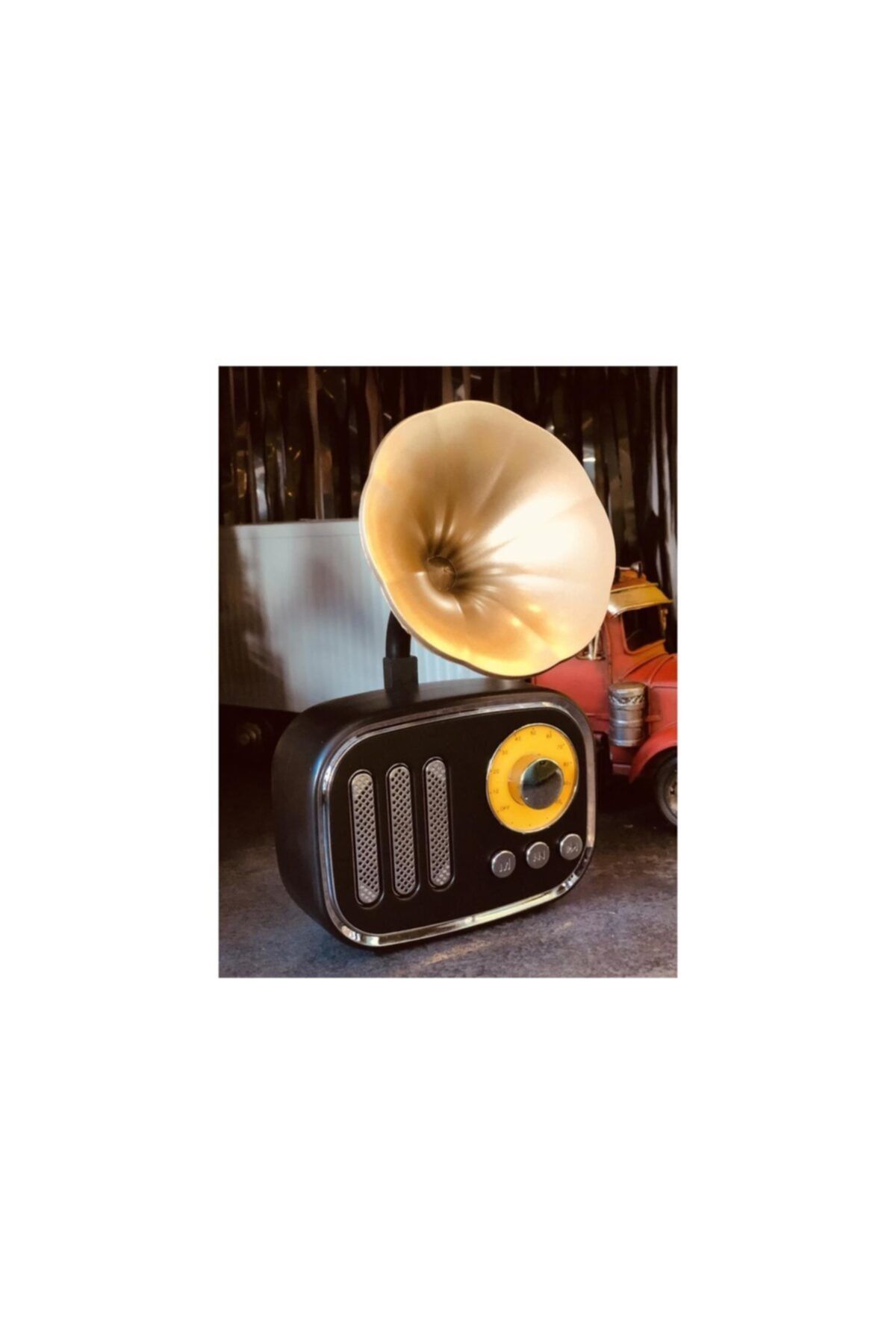 Piraye Hediyelik Eşya Nostaljik Mini Radyo Gramofon Bluetooth/radyo/usb/sd Speaker Siyah