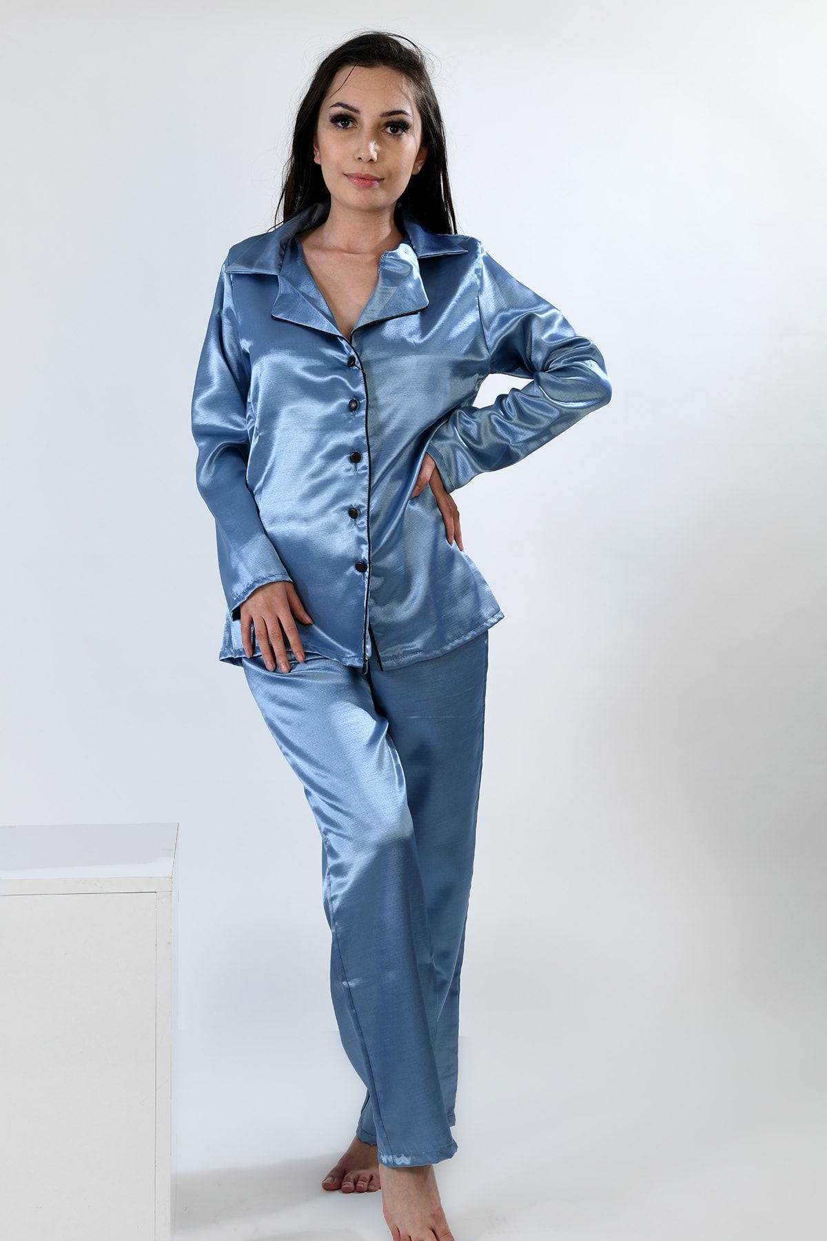 PALMİYEKONFEKSİYON 2'li Saten Pijama Takımı