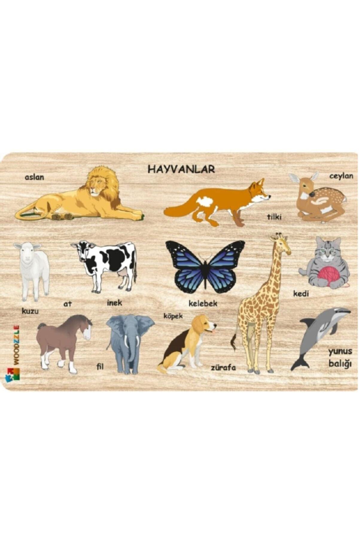 GREGOSS 12 Parça Ahşap Eğitici Öğretici Yapboz Bulmaca Hayvanlar Bultak Ahşap Puzzle Çocuk Oyunu
