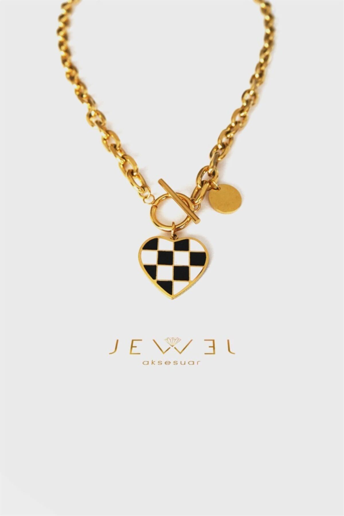 Jewel Dama Model Gold Altın Kaplama Kolye