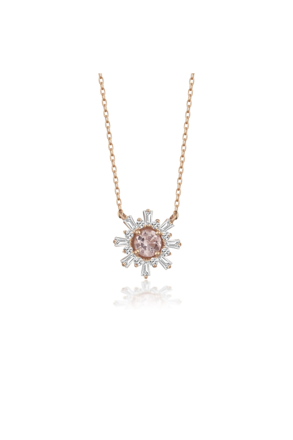 Diamine Anturaj Altın Pırlanta Trapez Morganite Kolye