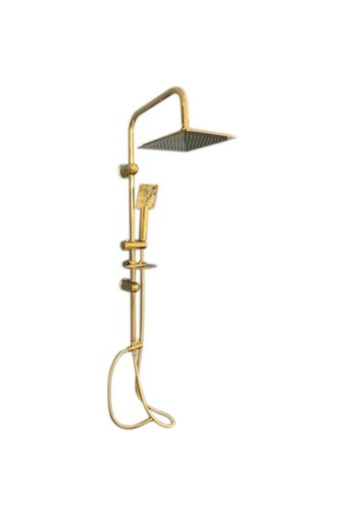 ÇELİK TİCARET Gold Kare Krom Lüks Robot Yağmurlama Tepe Duş Seti