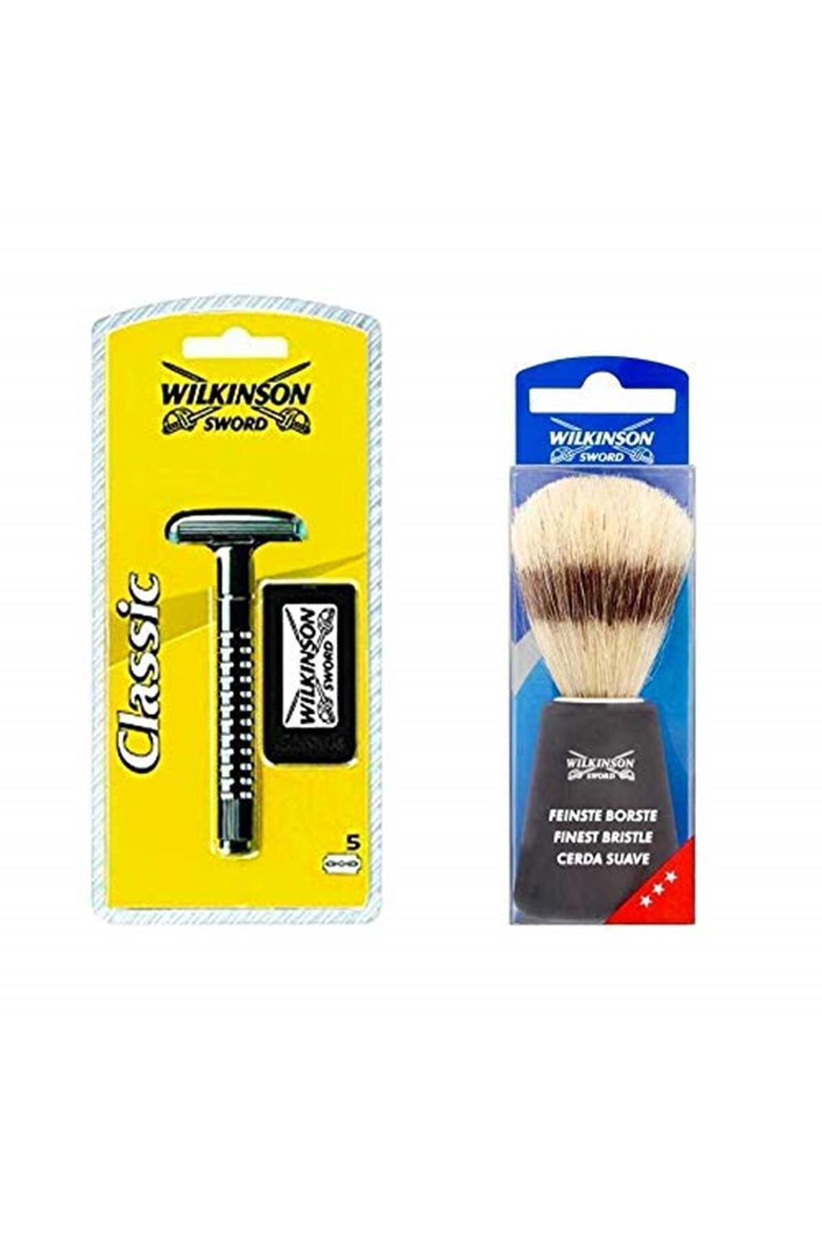 Wilkinson Sword Klasik Tıraş Bıçağı, Makinesi, 5 Yedek Bıçak Ve Tıraş Fırçası 2 Paket