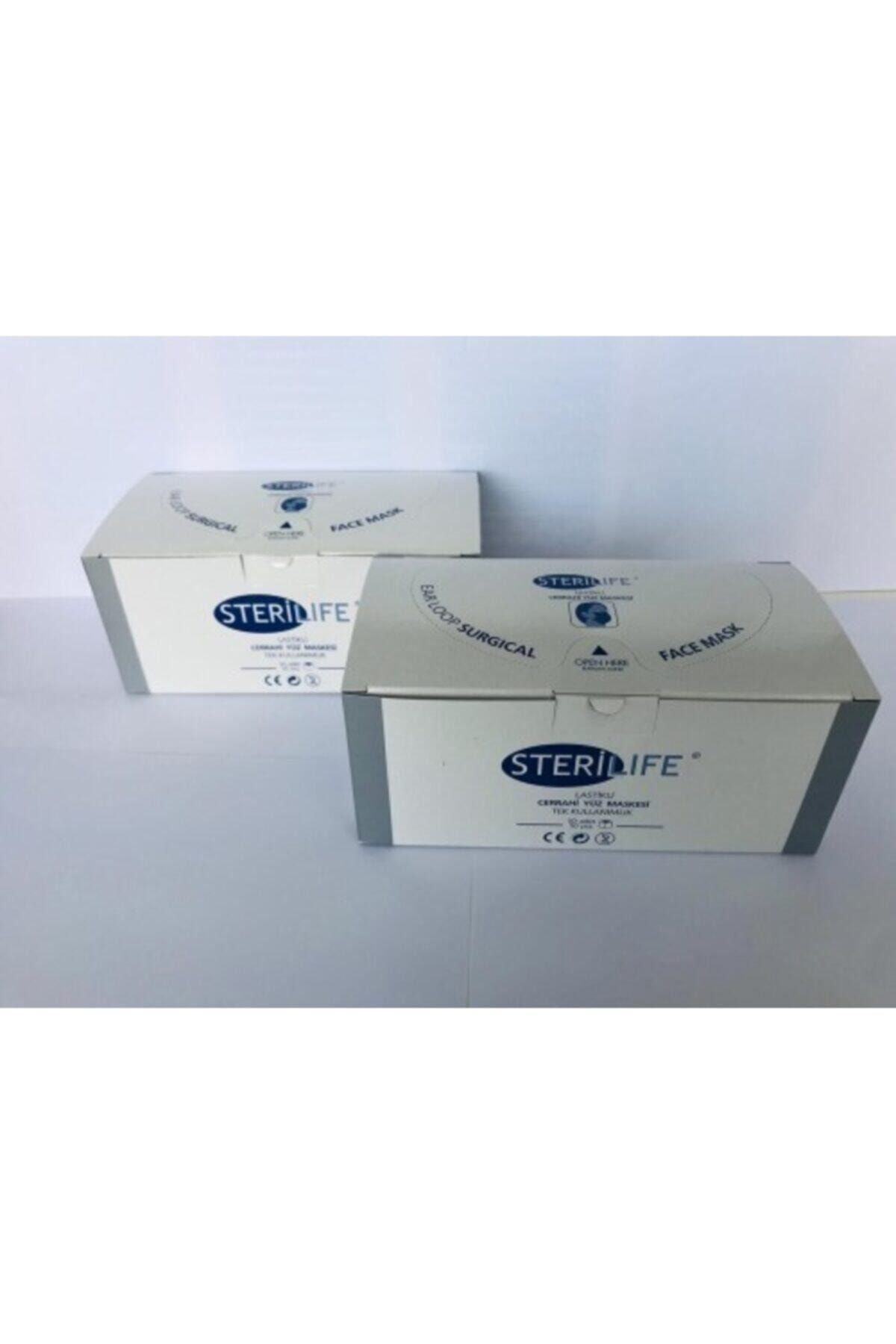 STERİLIFE Sterilife 3 Katlı Orta Katmanı Filtreli Ince Lastikli Telli Cerrahi Yüz Maskesi 50'li 2 Kutu Beyaz